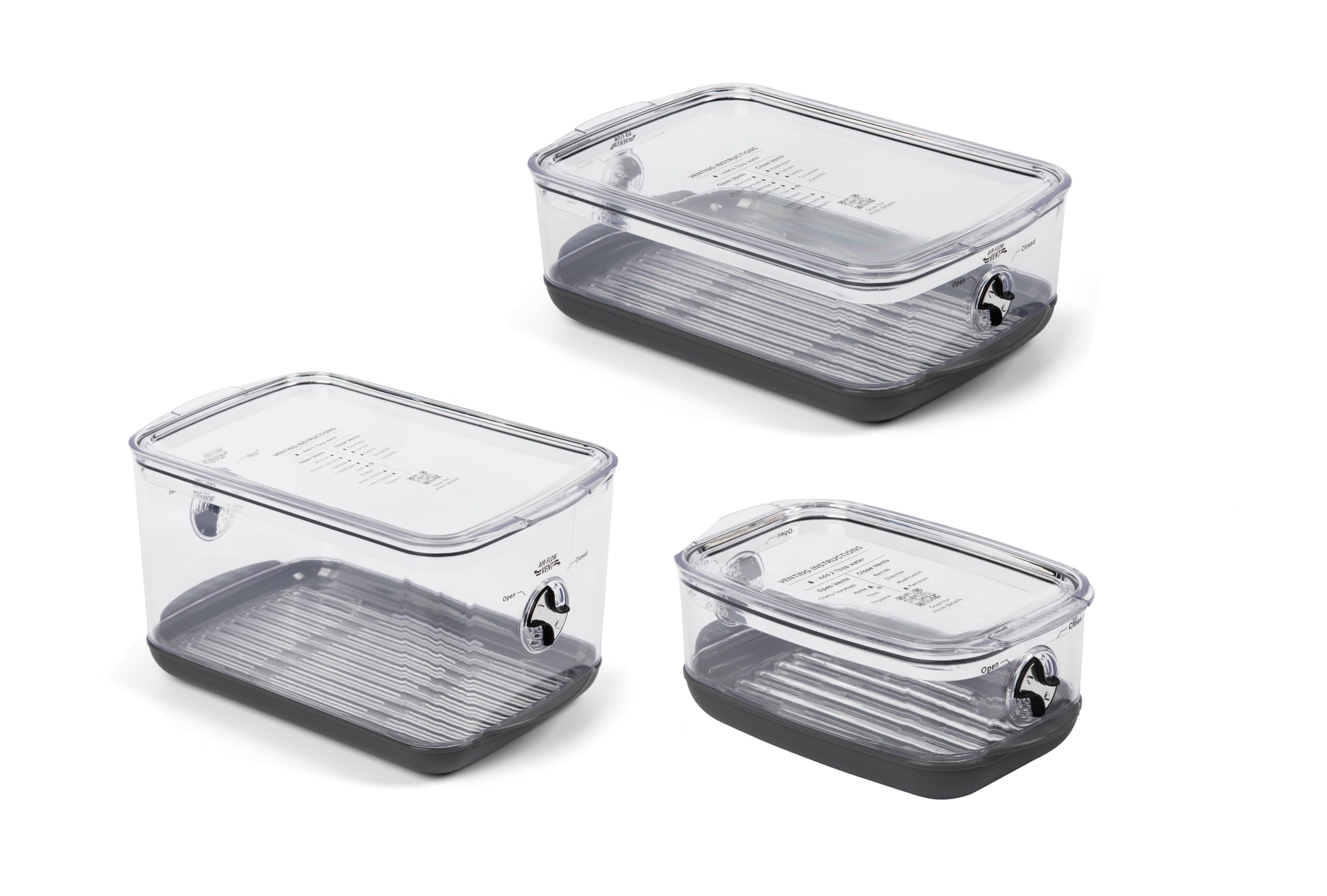 Prokeeper+ By Progressive Stackable Produce Prokeeper Storage Container With Stay-Fresh Vent System (Pks-3Pc-Produce+)