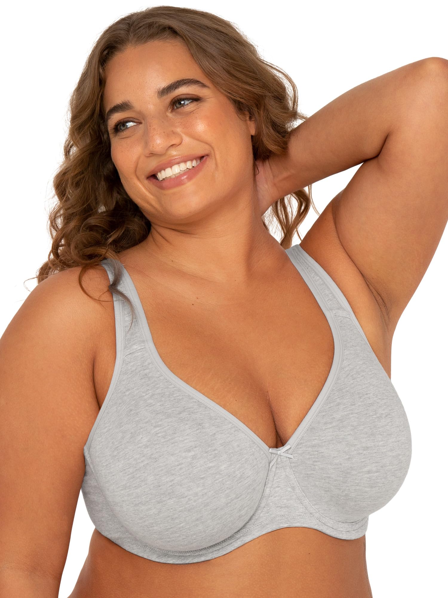 Fruit Of The Loom Womens Plus-Size Cotton Unlined Underwire Bra, Heather Grey, 46C
