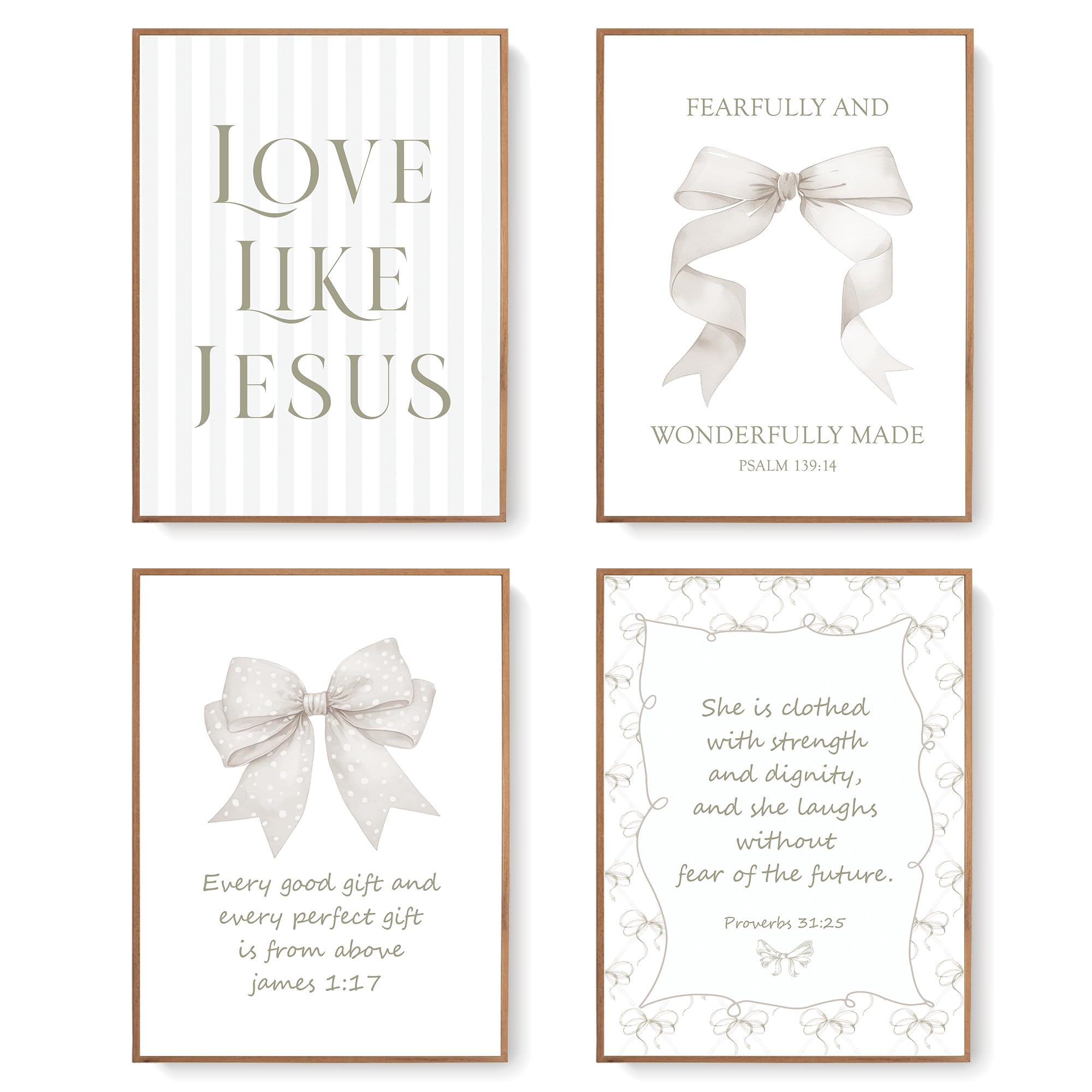 Lartsfro Coquette Beige Bow Jesus Wall Art Decor Posters, Beige Bow Room Bedroom Bathroom Wall Art Decor Aesthetic For Teen Girl