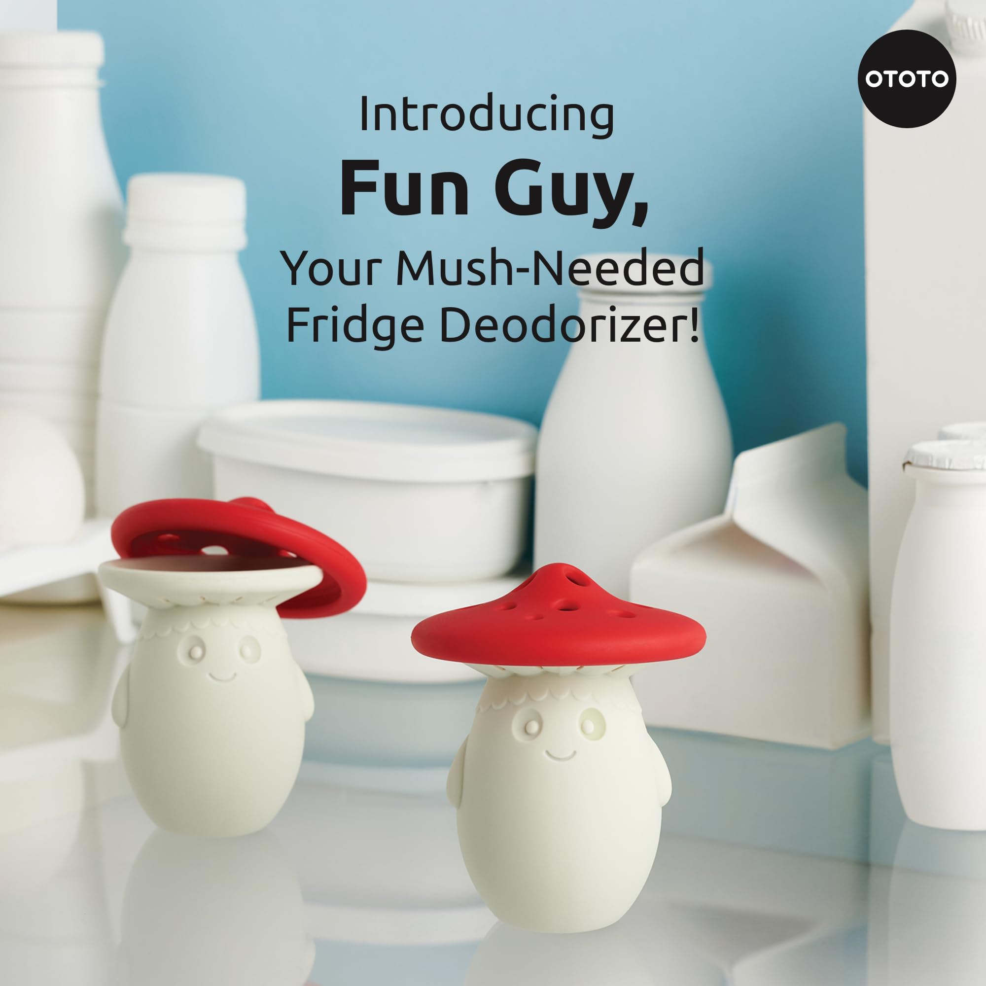 Ototo Fun Guy Fridge Deodorizer - Food-Grade Fridge Smell Eliminator - Baking Soda Deodorizer Holder, Dishwasher Safe And Bpa Fr