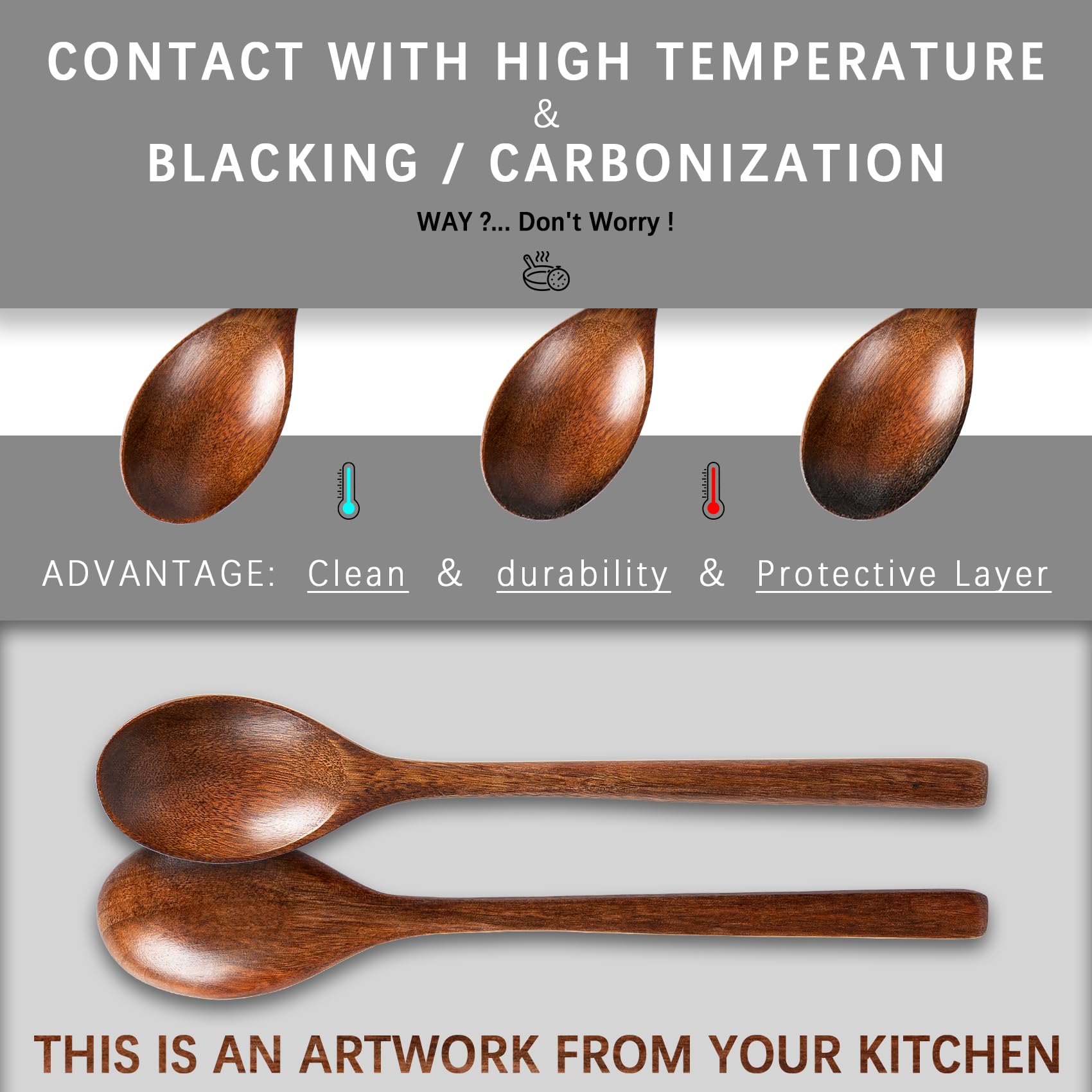 Hefild 7Pcs Wooden Spoons For Cooking, 9.3Inch Large Wooden Ladles For Eating Pasta Mixing Stirring Tasting Baking, Extra Long H