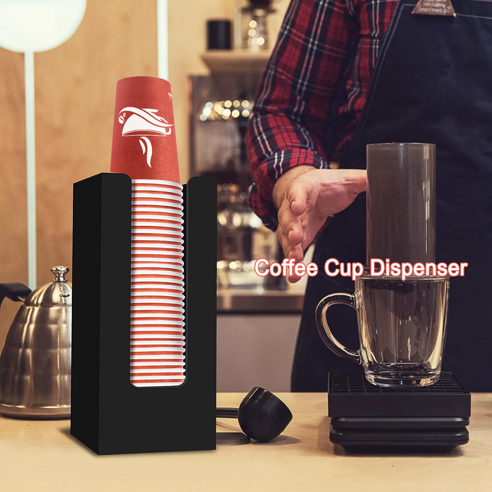 Myityard Coffee Cup Dispenser, Cup And Lid Organizer Fits 5 To 16 Oz Disposable Paper & Plastic Cups, Acrylic Cup Holder For Tab