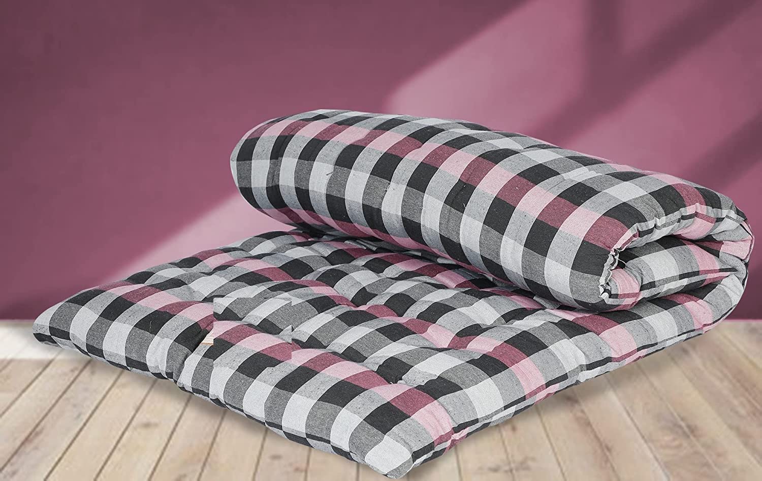 INDIAN DECOR 80311 Soft Cotton Mattress/Hostel Mattress/Cotton Foldable Mattress/Gadda for Floor and Bed 72X36X3Inch, Multicolo