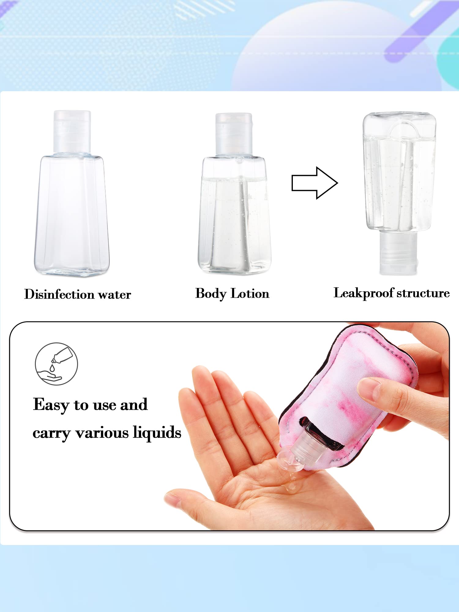 Geiserailie 40 Pcs Hand Sanitizer Keychain Holder Set Travel Bottle Holder Lipstick Case Wristlet Keychain(Chic)