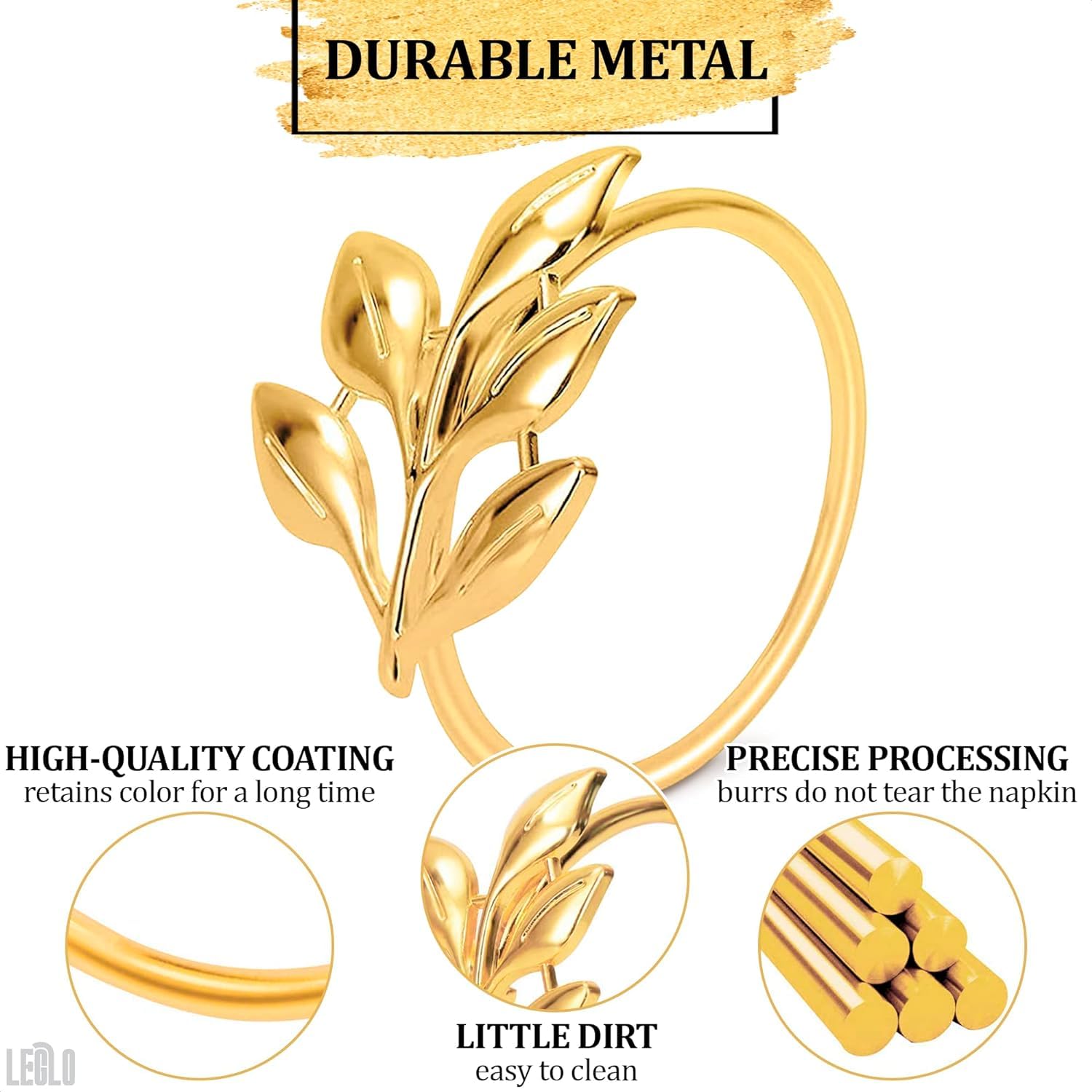 20 Pcs Gold Fall Napkin Rings - Gold Napkin Rings Bulk Gold Leaf Napkin Rings Flower Napkin Rings Boho Napkin Rings Set Of 20 -