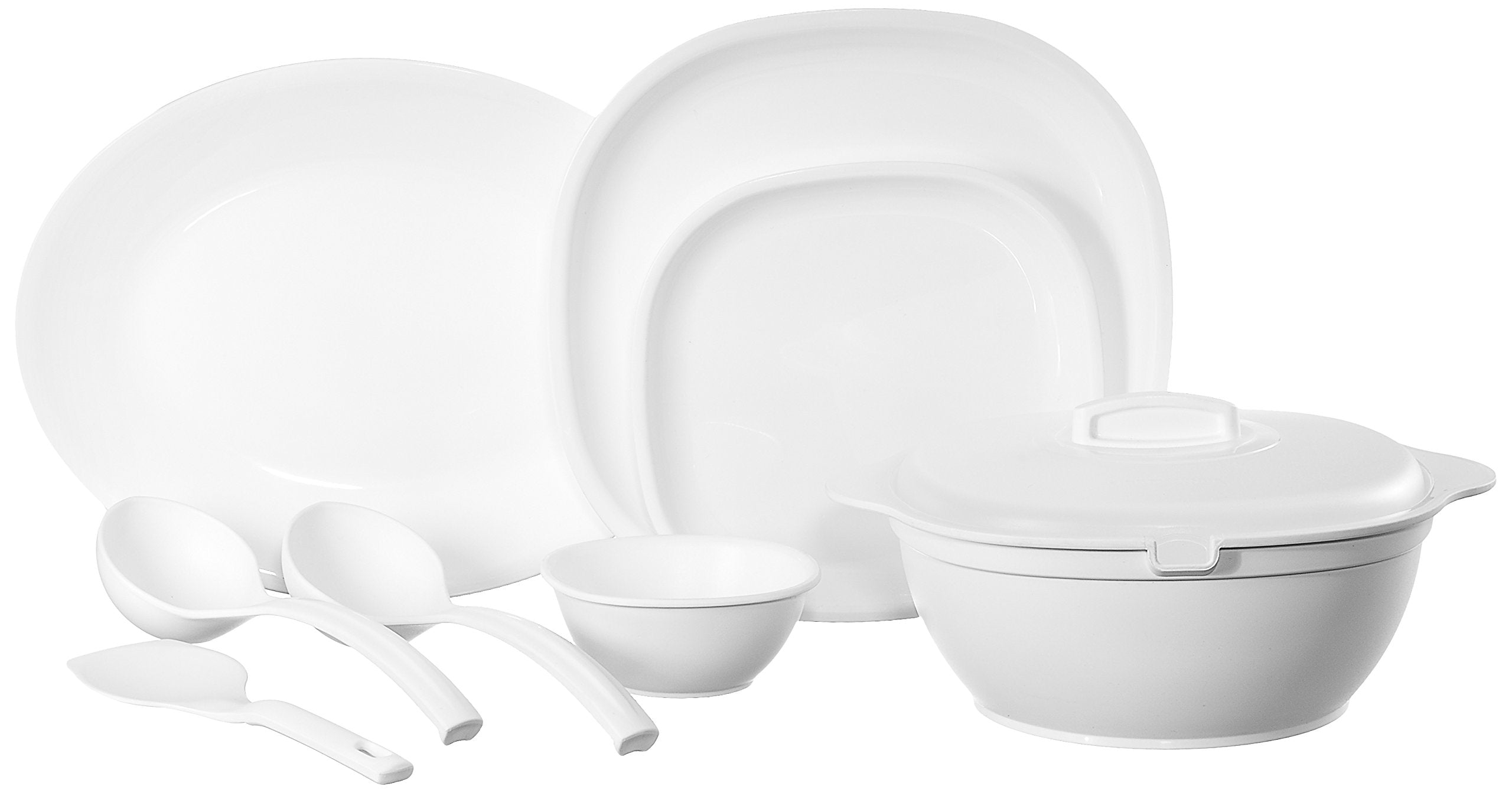Signoraware Plastic Square Dinner Set, White, 31Pieces
