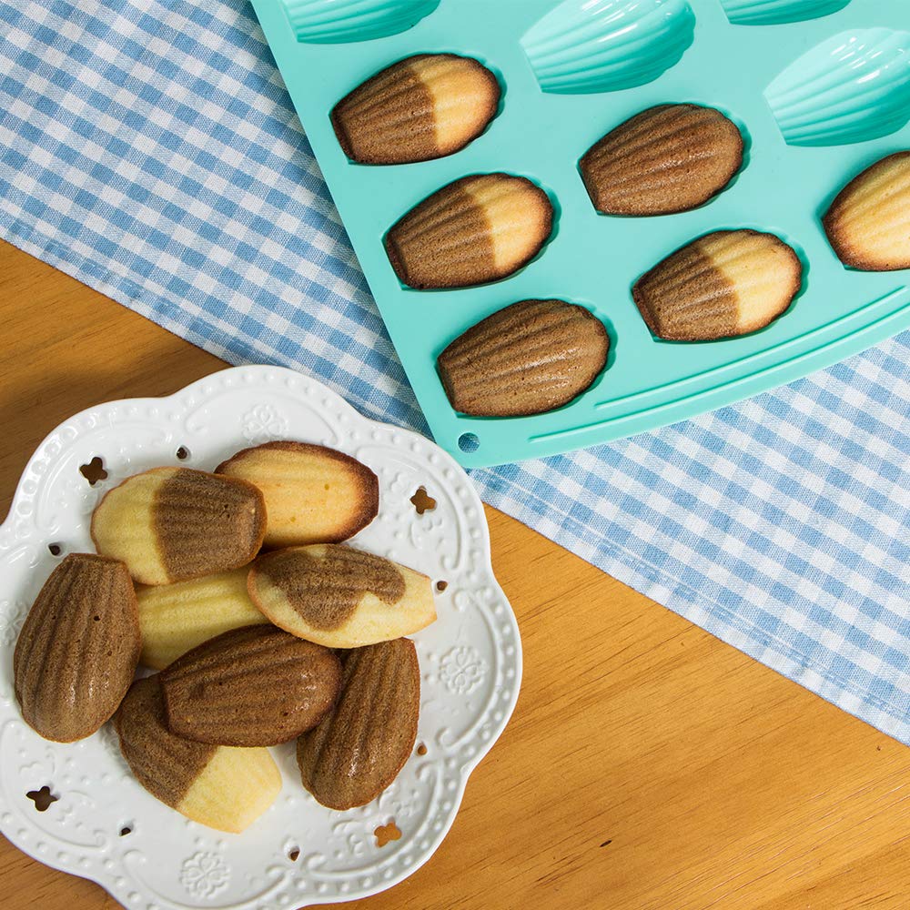 Webake Madeleine Pan 18 Cavity Silicone Madeleine Mold For Small Cake, Candy And Cookies