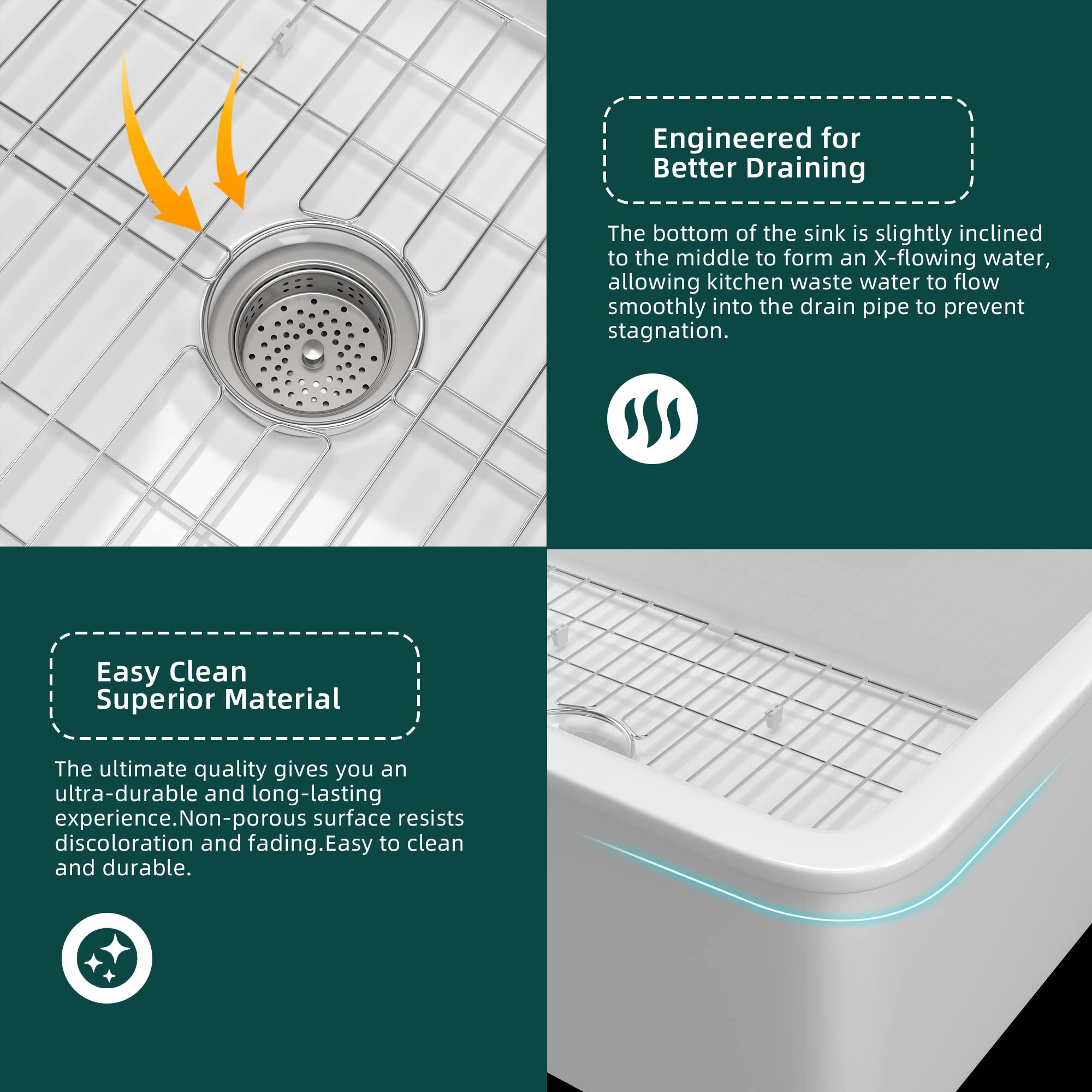 Miuara White Undermount Kitchen Sink 32 Inch - Large Kitchen Sink Drop In 32''X19'', 9'' Deep Dual Mount Drop In Kitchen Sink, T