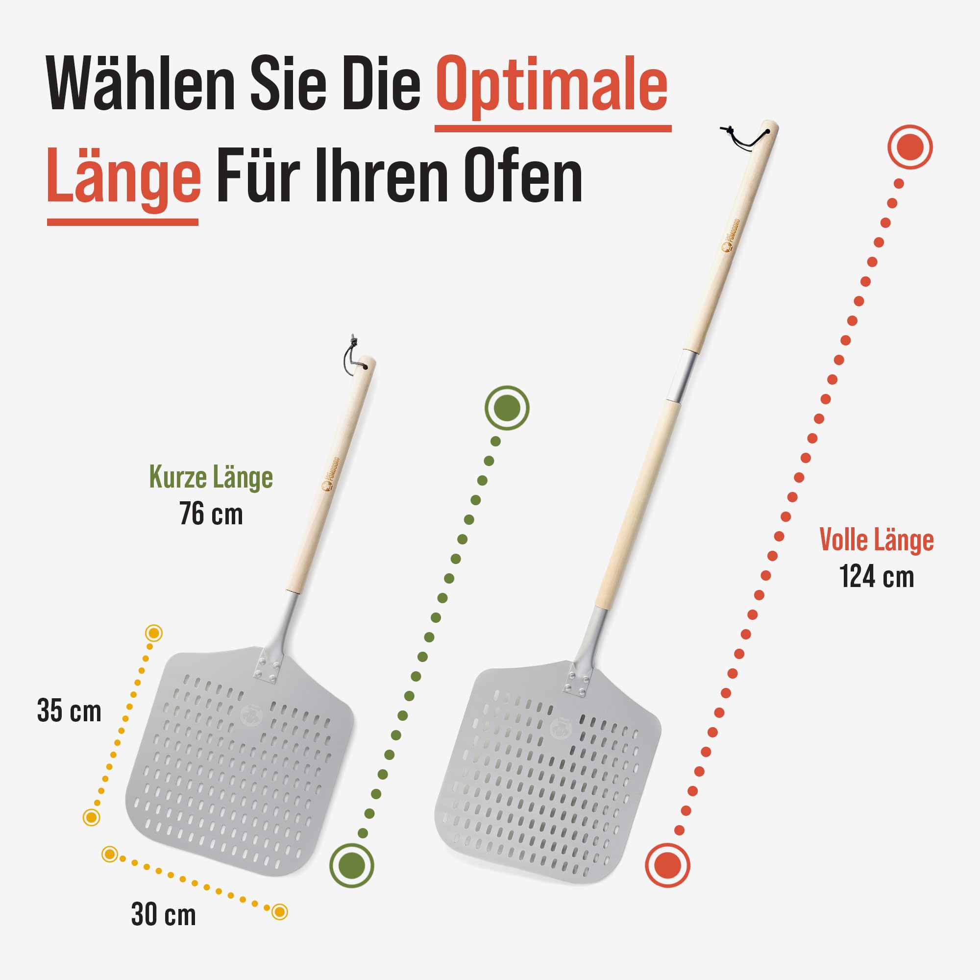 chef Pomodoro Perforated Aluminum Long Extendable Pizza Peel  12 x 14-Inch  with Detachable Wood 49-Inch Handle for Easy Storage  gourmet Luxury Pizza Paddle for Baking Homemade Pizza Bread