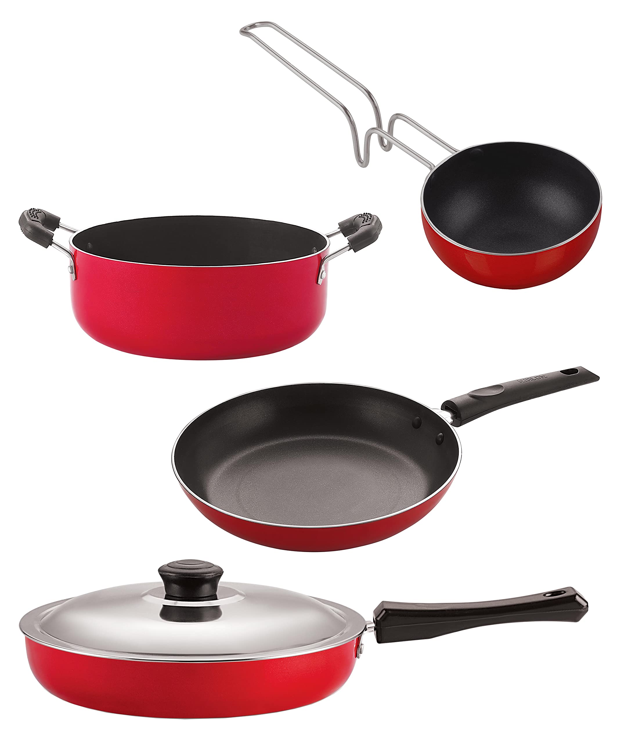 Nirlon Dishwsher Safe Non Stick Gift Cookware Set, 4 Pieces (Fp10_Tp22_Vg_Cs24)