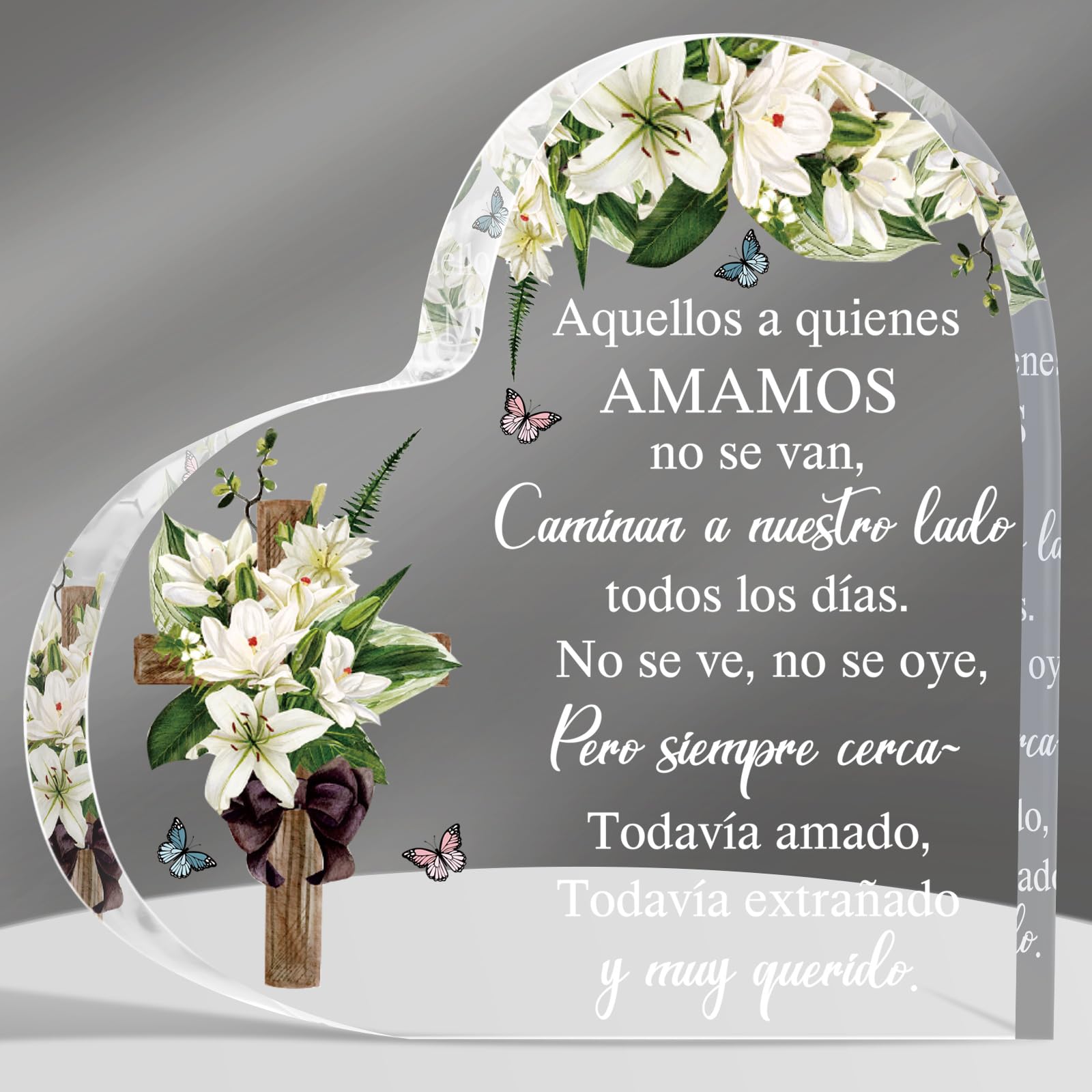 Jetec Bereavement Gift Acrylic Heart Sympathy Memorial Gift for Loss of Loved One Condolence Remembrance Keepsake Table Decor fo