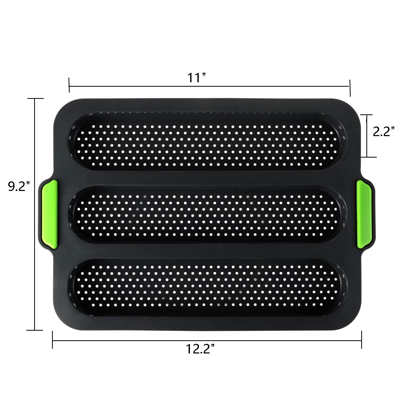 Topzea Set Of 2 Silicone Baguette Pan, Nonstick French Bread Bake Mold, 8 Gutter Perforated Ham Burger Buns Sandwich Rolls Pans,
