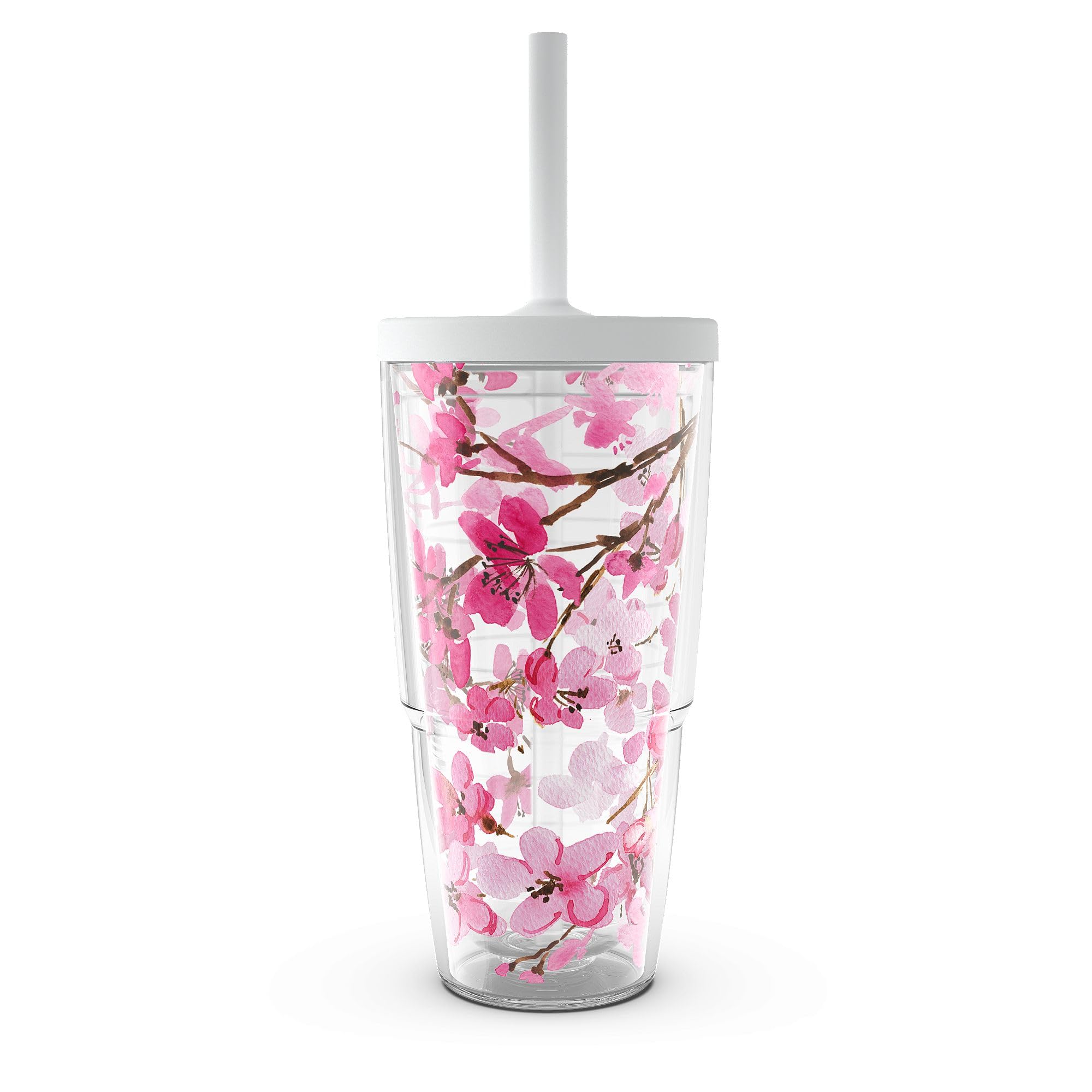 Tervis Sakura Japanese Cherry Blossom Made in USA Double Walled Insulated Tumbler Travel Cup Keeps Drinks Cold & Hot, 24oz with 