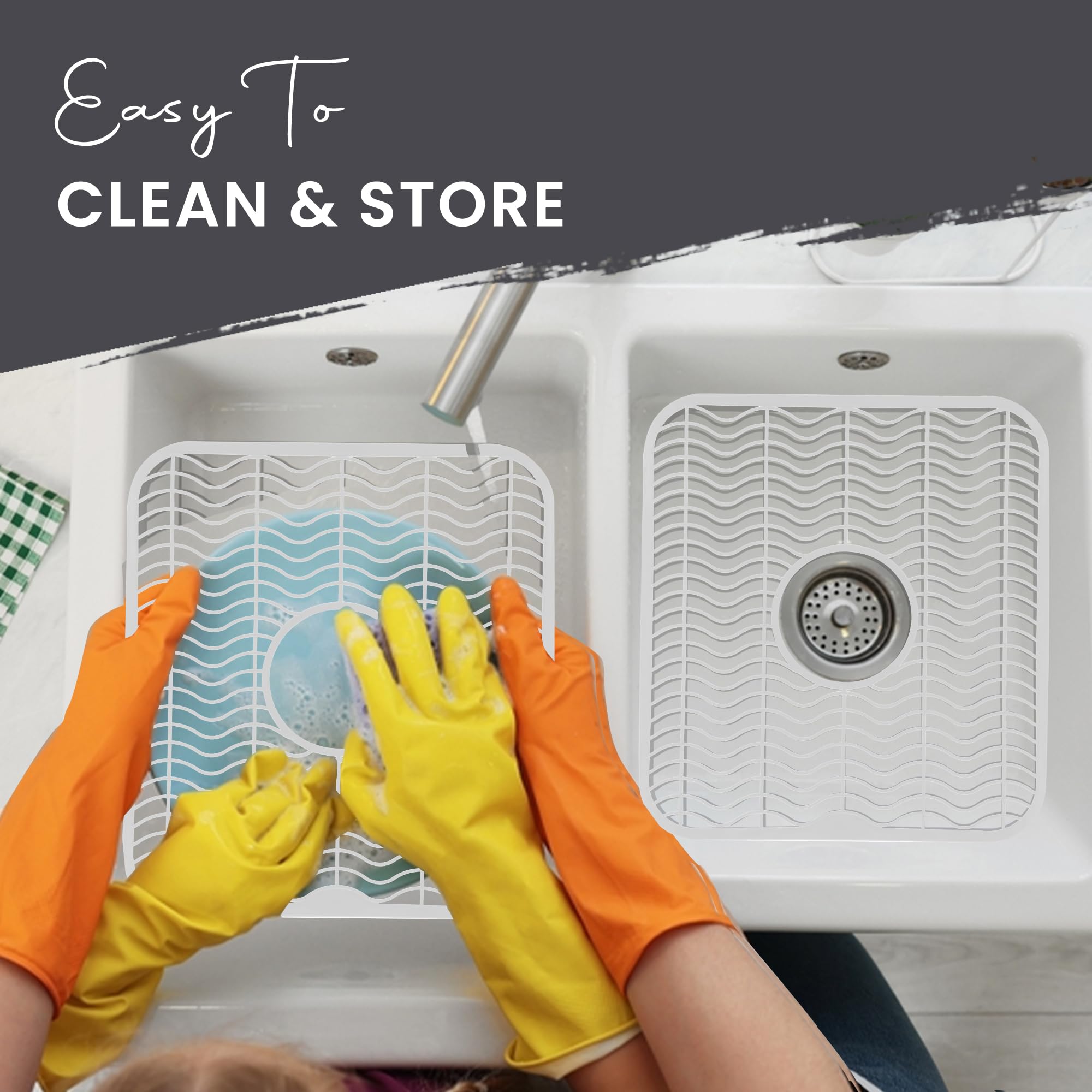 Decorrack 2 Sink Protectors, 12 X 11 Inches Each, Kitchen Sink Dish Rack, Protect Sink From Stains, Damage, Scratches, Dishwashe