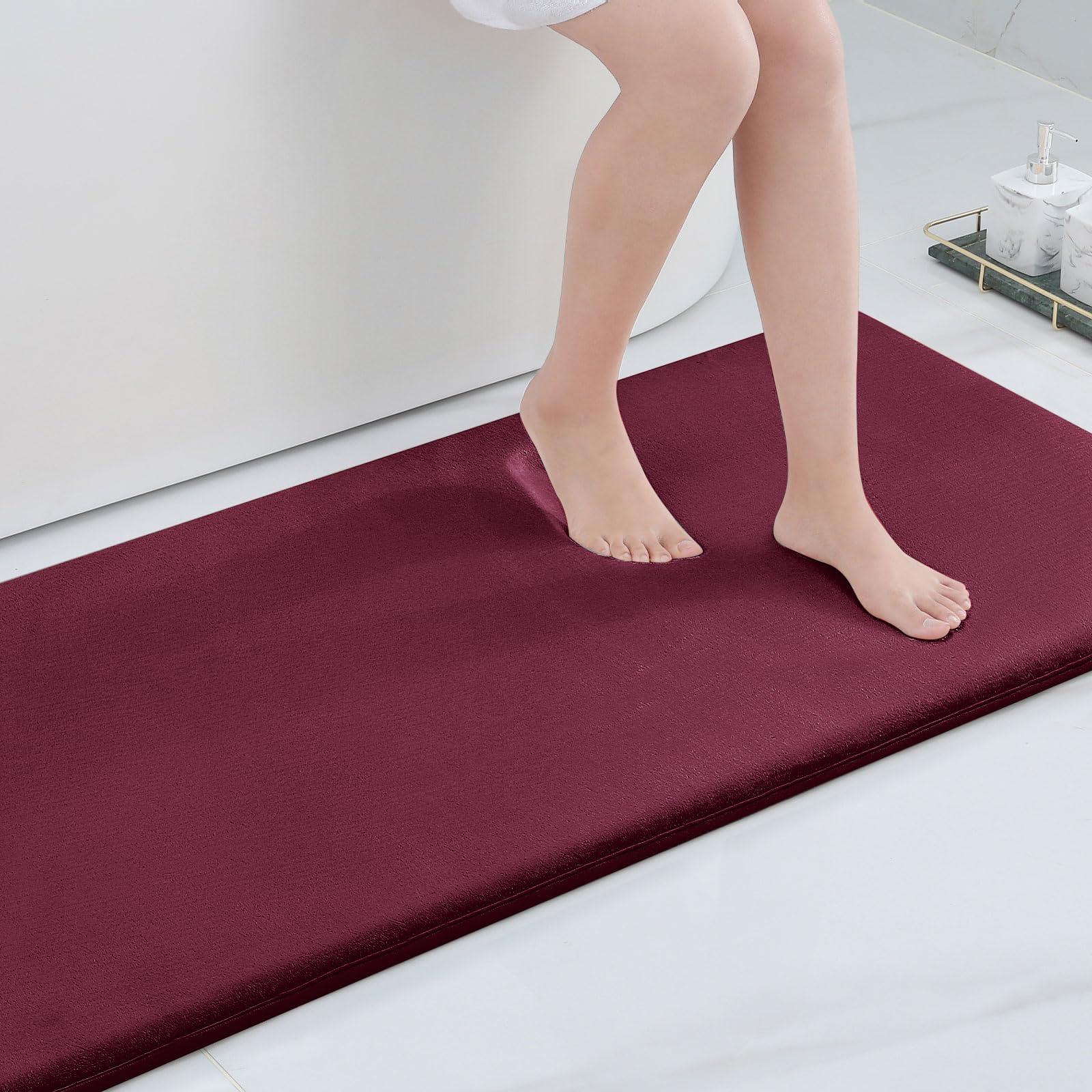 Smiry Memory Foam Bath Mat 44 x 24, Extra Soft Absorbent Bathroom Rugs Non Slip Bath Rug Runner for Shower Bathroom Floors, 
