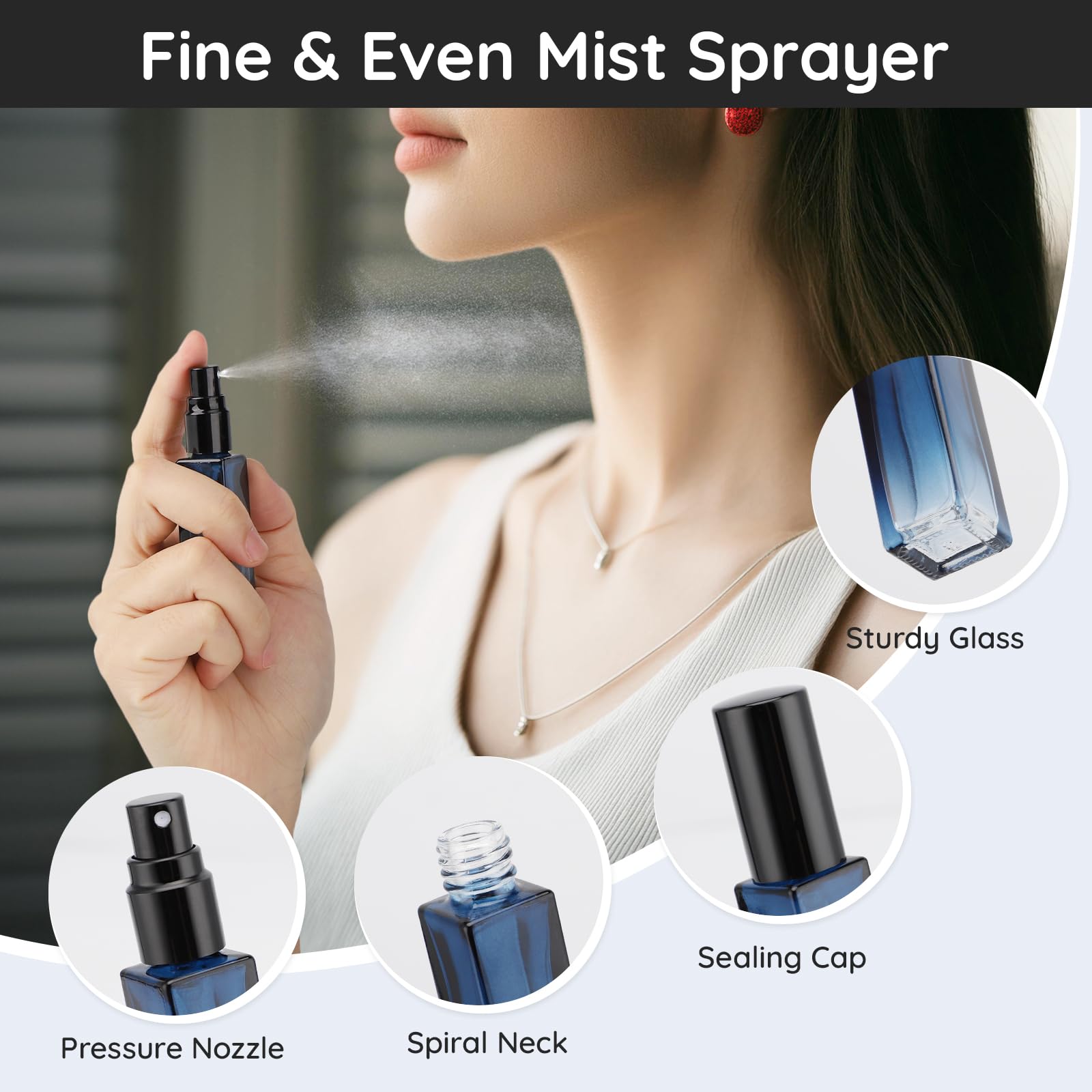 Segbeauty 10Ml Perfume Travel Refillable, 5 Pack Mini Glass Spray Bottles With Refill Tool, Portable Cologne Dispenser Fine Mist