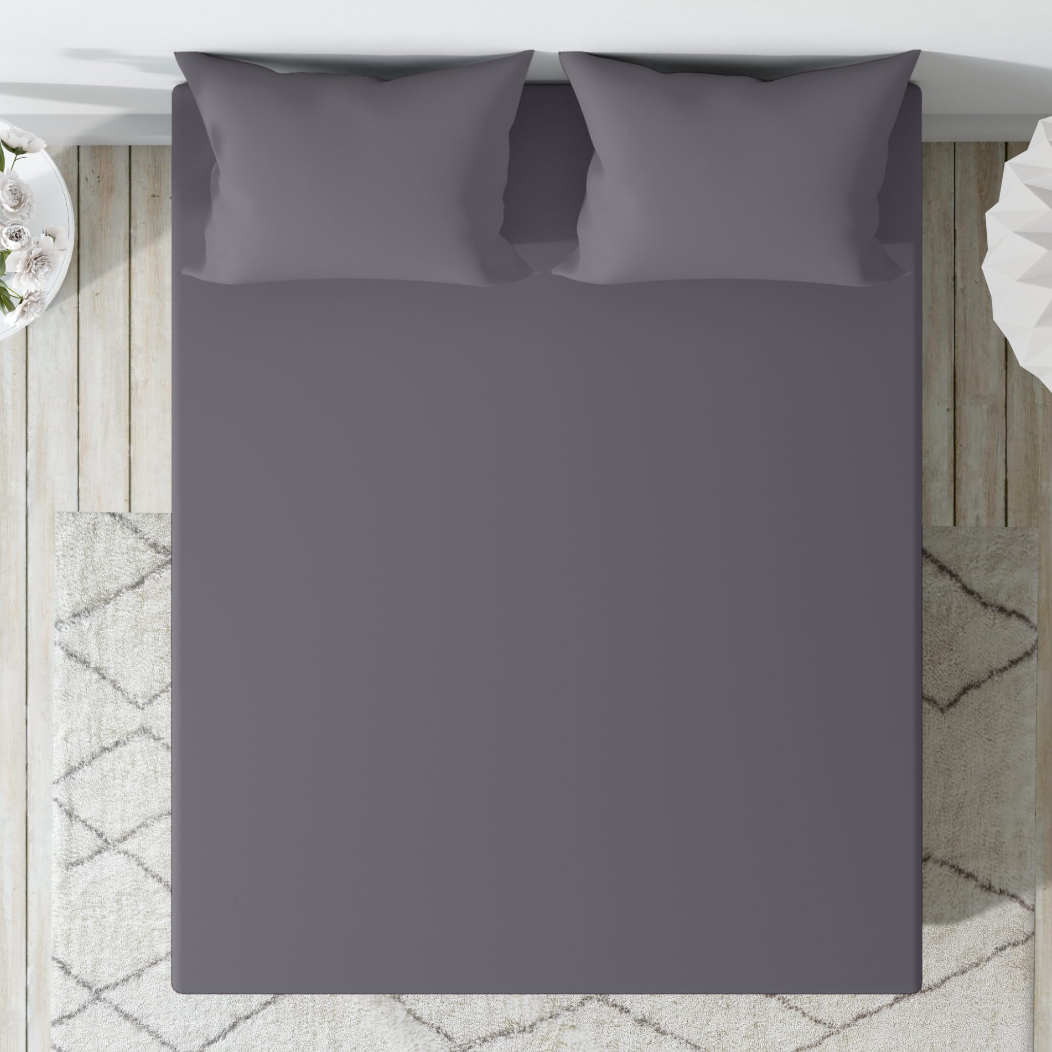 Wakefit 100% Cotton 200 Tc Solid Fitted Bedsheet With 2 Pillow Covers | Ashy Grey King, 72 X 72, Ashy Grey | 1.83M X 1.83M