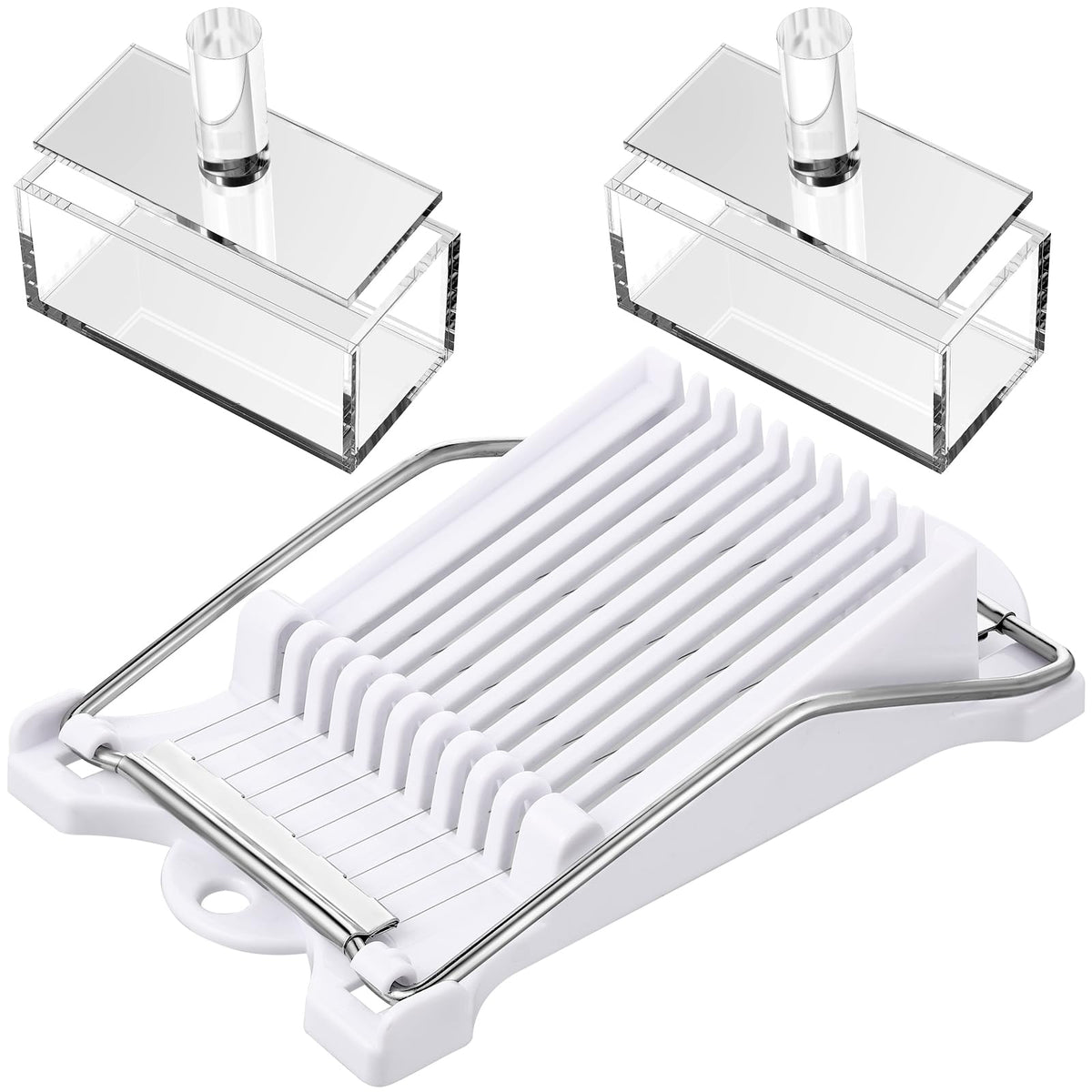 Musubi Maker Kit,2 Acrylic Musubi Mold And 1 Luncheon Meat Slicer Stainless Steel Wires Non Stick Musubi Maker Press Bpa Free Su