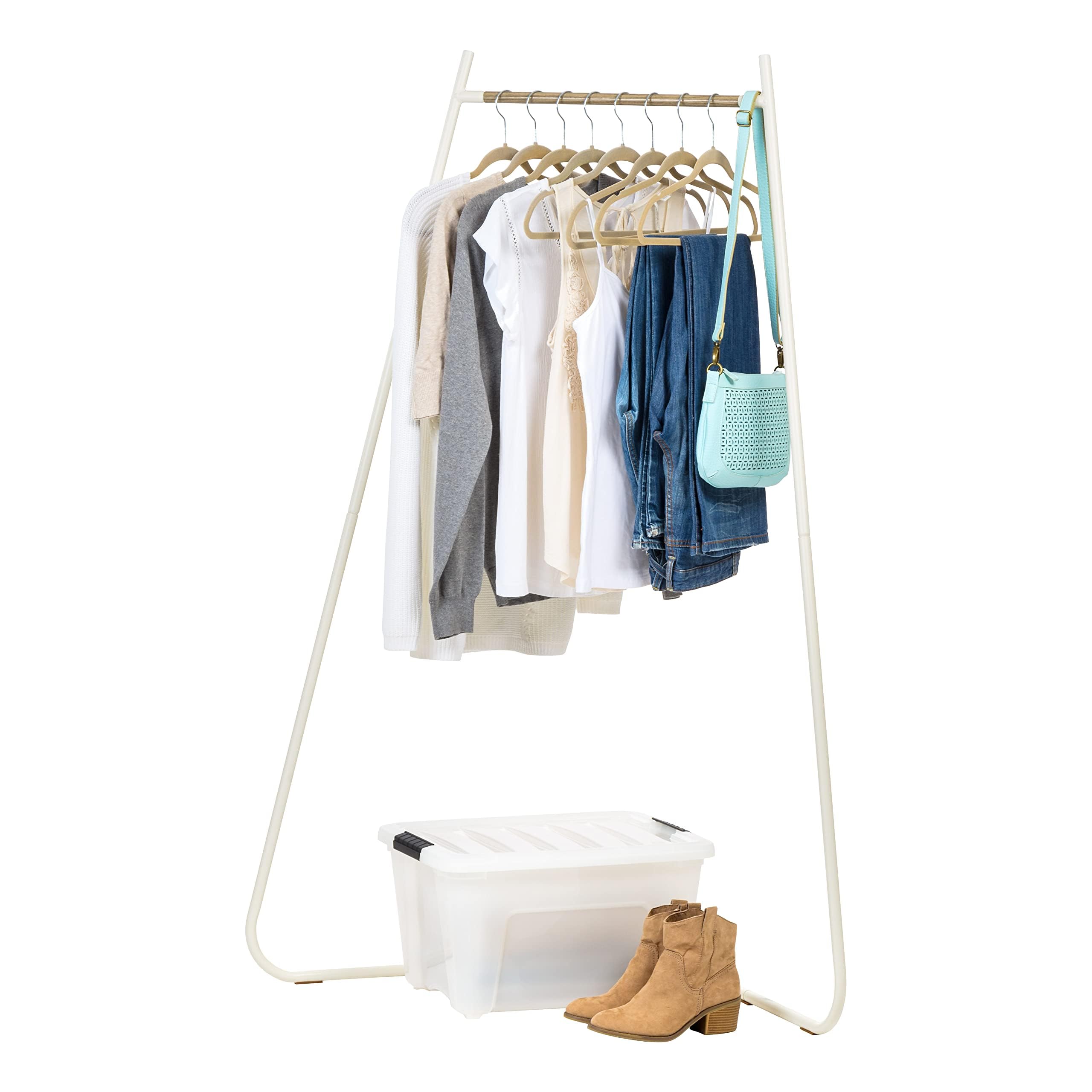 Iris Usa Stylish Corner Clothes Rack For Hanging Clothes, Easy To Assemble, Freestanding Metal Sturdy Garment Rack, Small Space