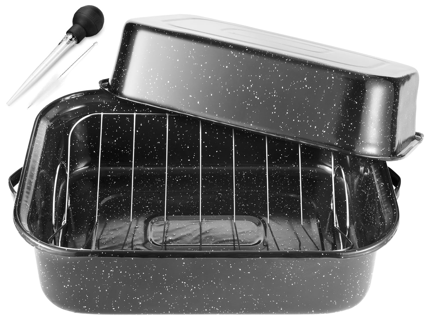 Roasting Pan With Lid and Rack, 21 Rectangular, 25lb Turkey