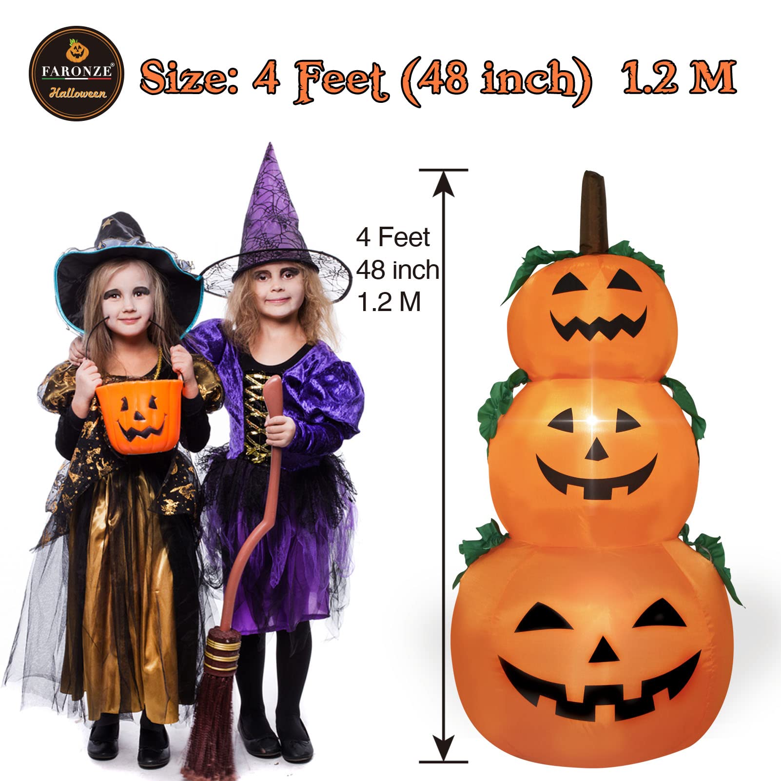 Decfine Halloween Blow up Inflatable Pumpkin Decoration-Lighted Inflatable Pumpkin for Home Yard Garden Indoor and Outdoor Decor