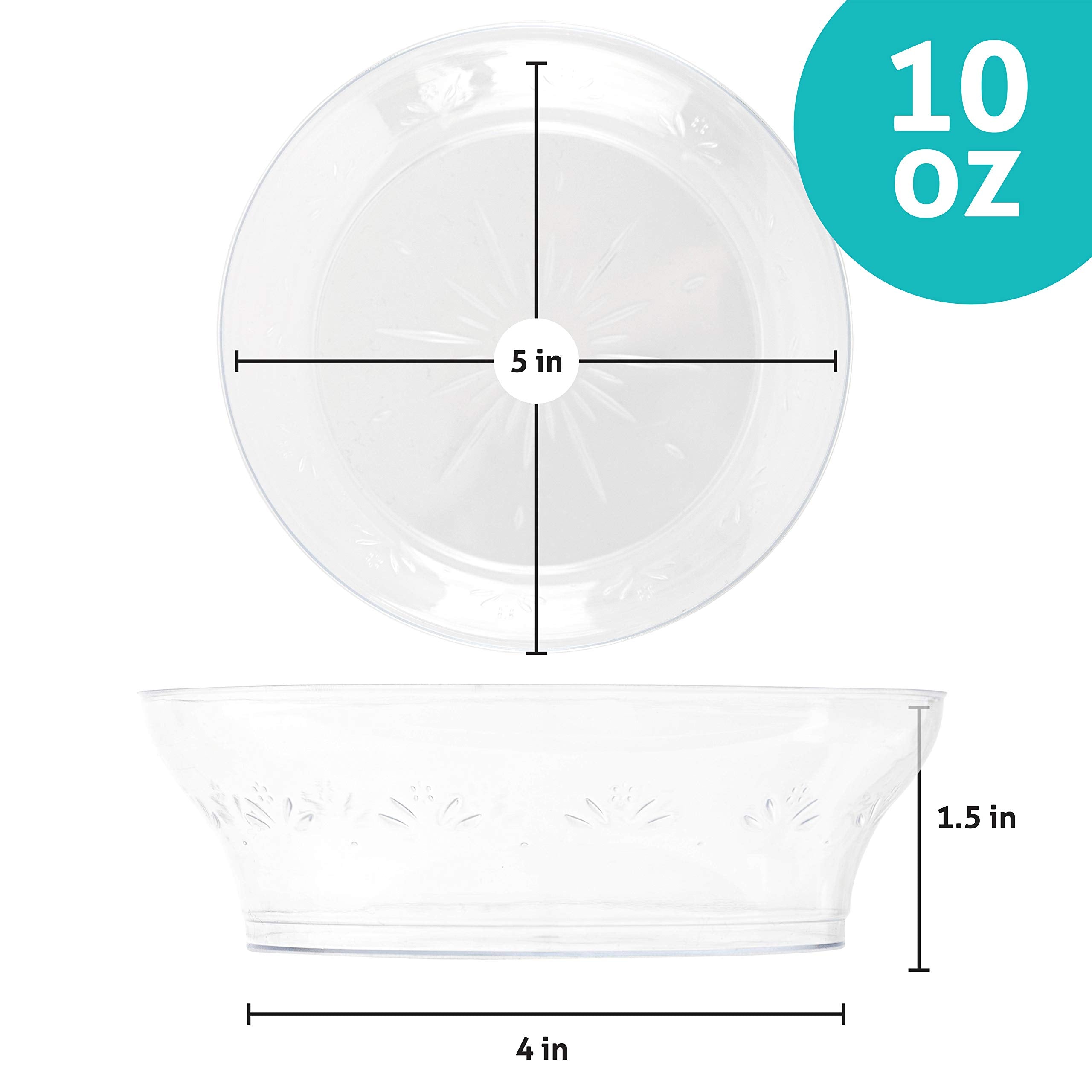 Plasticpro 10 oz Hard plastic Soup Bowls - Ice cream Bowls premium Quality Disposable Clear Bowl Pack of 20