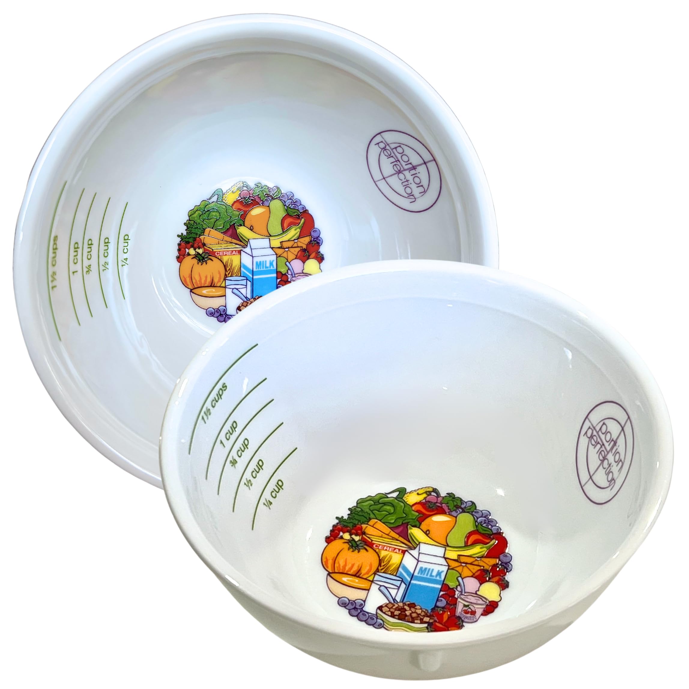 Portion Perfection Measuring Bowls, Porcelain, Set Of 2  Portion Control Diabetes, Weight Loss And Bariatric Surgery Must Haves.