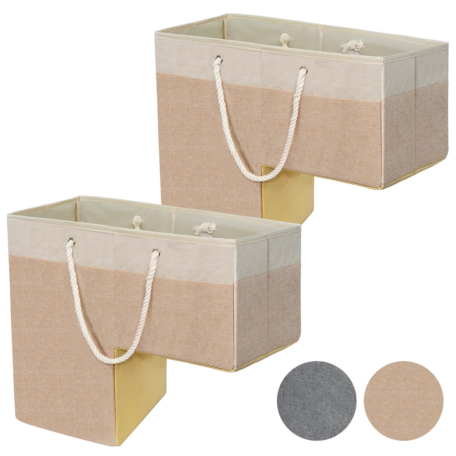 2 Pack Stair Basket For Stairs With Handle,Staircase Baskets For Carpeted And Wooden Stairs,16'' Step Storage Laundry Basket For