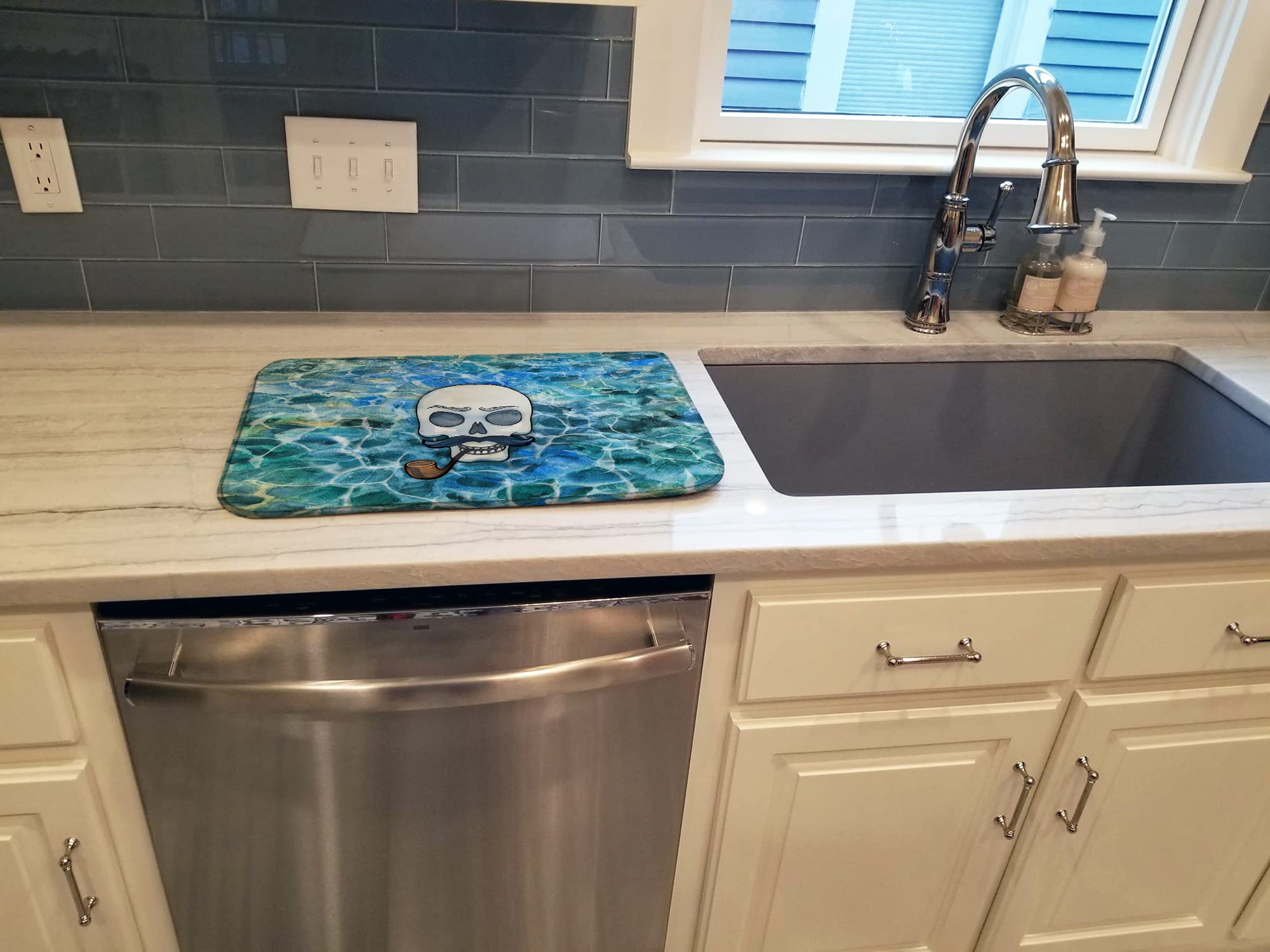 Skeleton Skull Pirate Dish Drying Mat BB5345DDM
