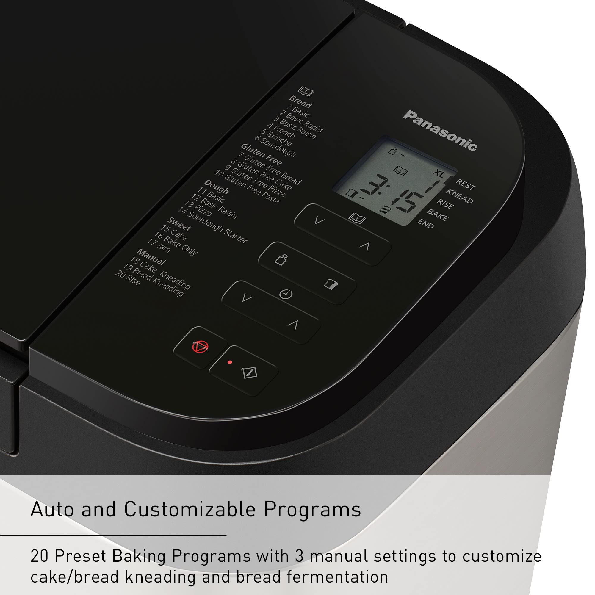 Panasonic Bread Machine SD-R2550, Automatic 3-Loaf Maker, Stainless Steel, 20 Presets, Gluten Free, Raisin Nut Dispenser