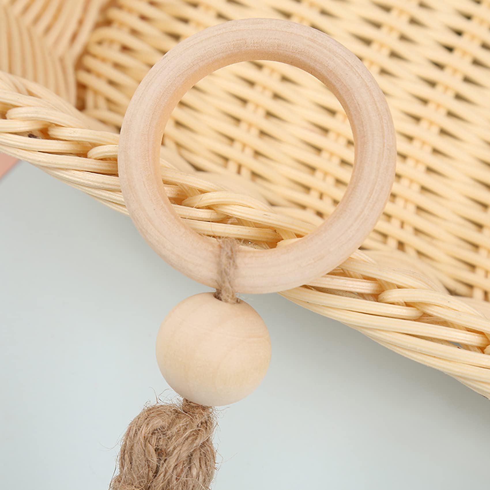 Zilucky Set Of 6 Wooden Napkin Rings, Natural Wooden Beads With Tassels, Dining Party Weddings Family Gatherings Rustic Country