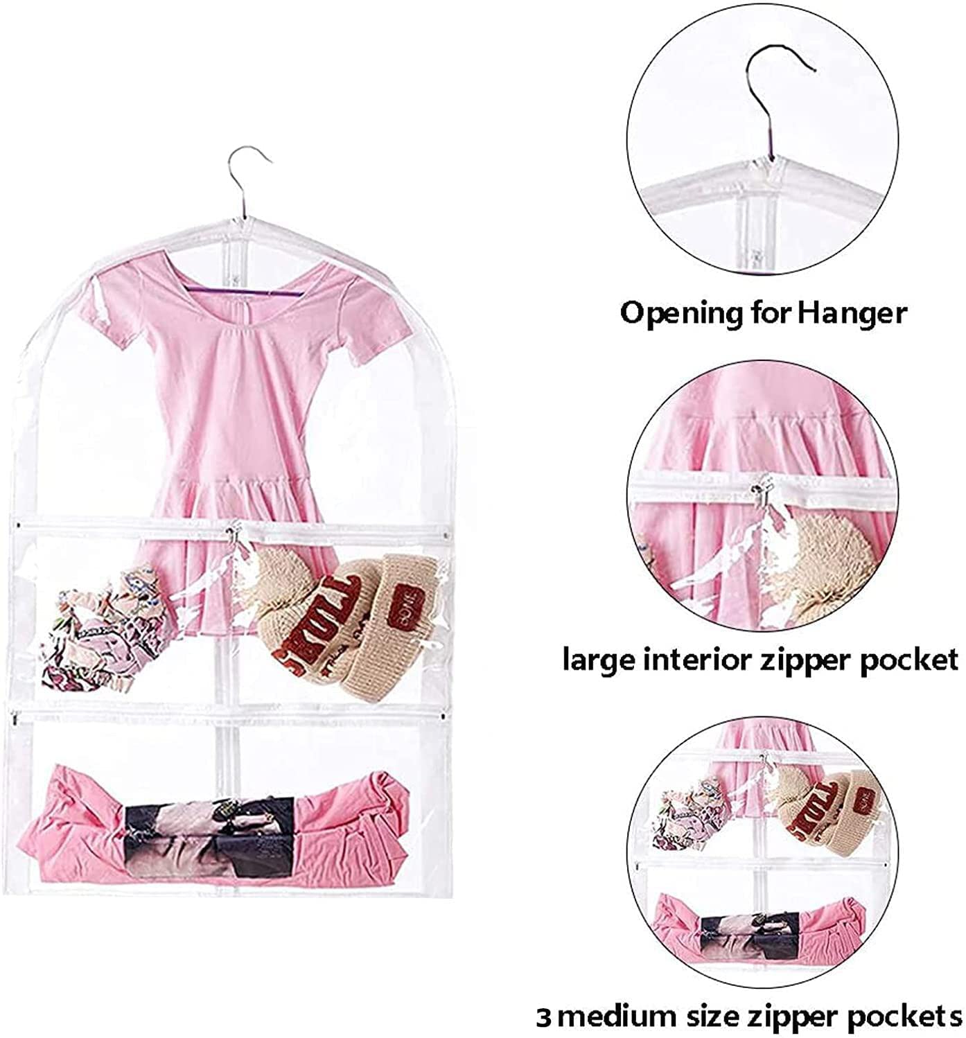 Waterproof Hanging Garment Bag 35 Inch Garment Bags For Hanging Clothes Garment Bags For Travel Storage Kids Garment Bag with Full Zipper for Dance Costumes Sports Skating Theatre Beauty Pageants