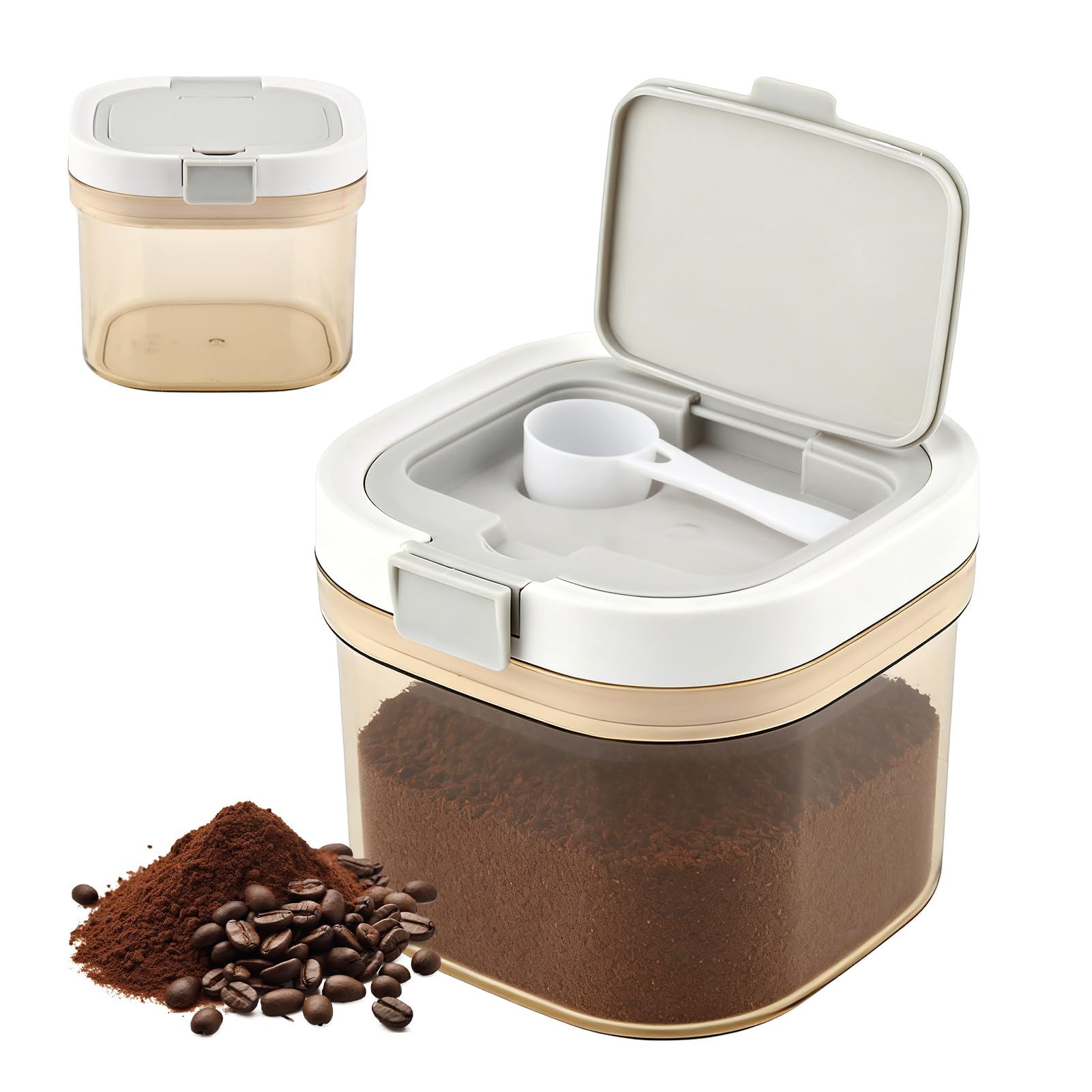 Frinovalt Brown Sugar Container with Spoon,800ml Coffee and Dry Food Storage Container,Multifunctional Food Storage Jar for Grou