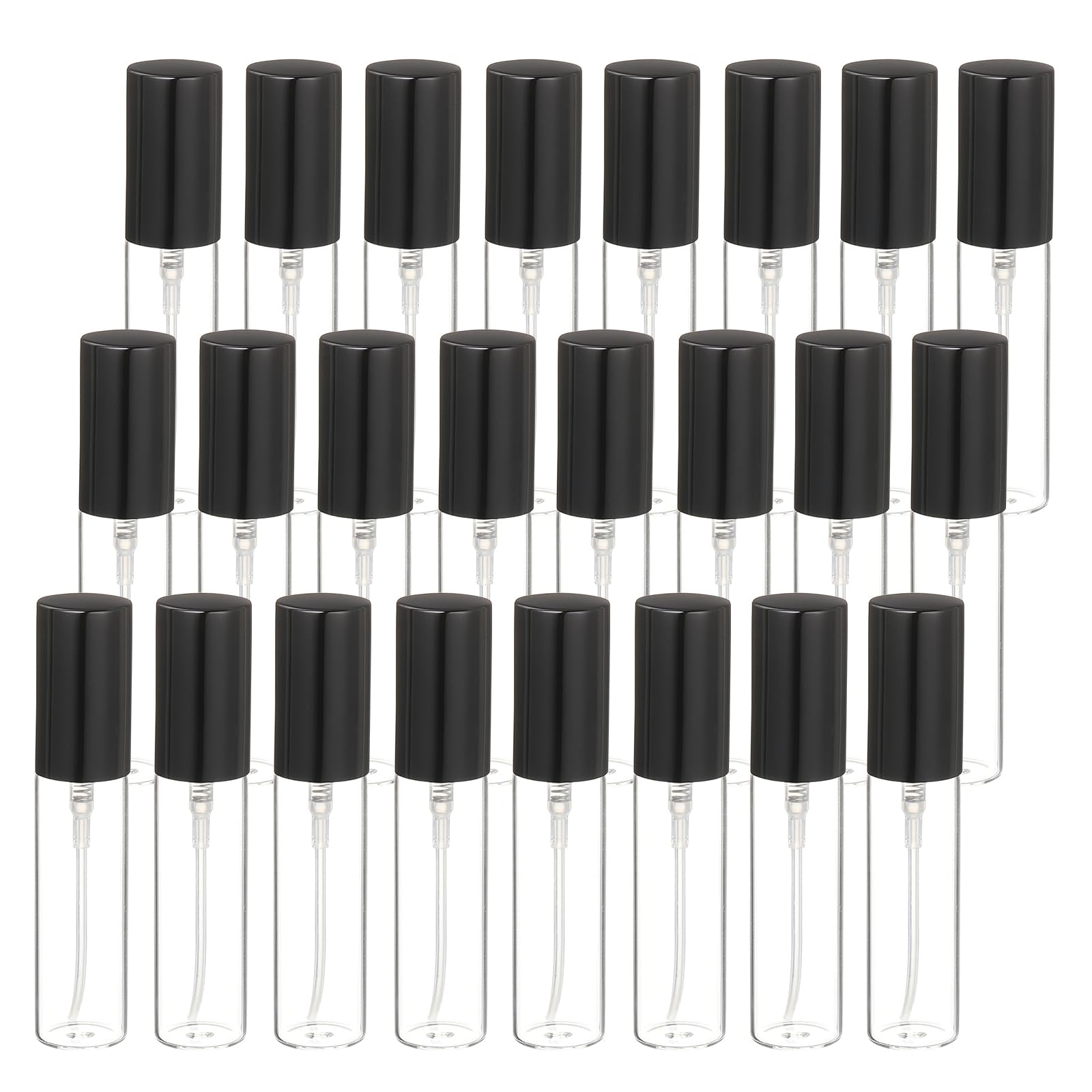 uxcell 7ml Glass Mini Perfume Bottles, 25Pcs Fine Mist Bottles Refillable Empty Mini Spray Bottles with Aluminized Nozzle for Pe