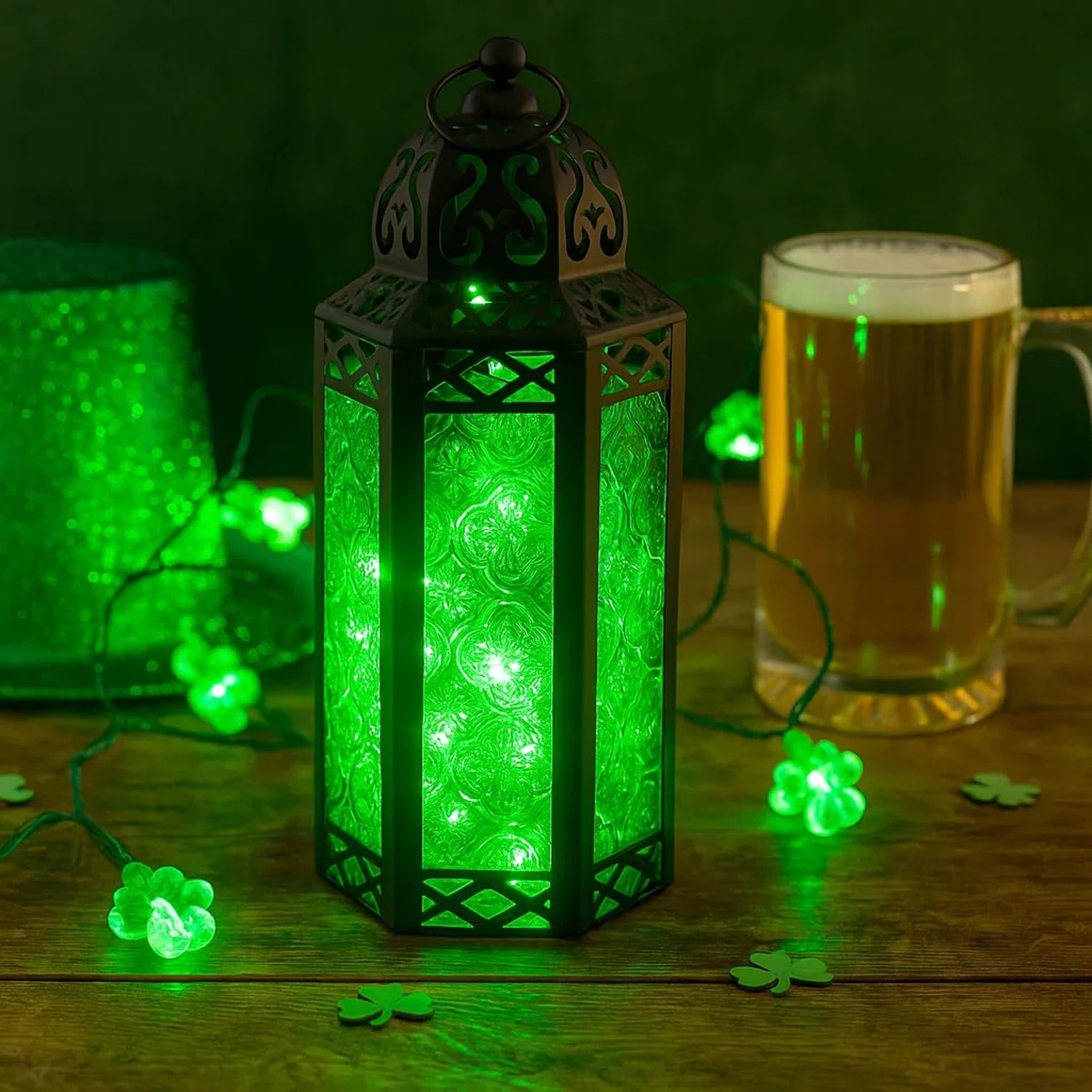 VELA LANTERNS 10.5 Metal Moroccan Decorative LED Fairy Lights Candle Lantern Holders for Indoor Home Fantasy Decor, Halloween Ta