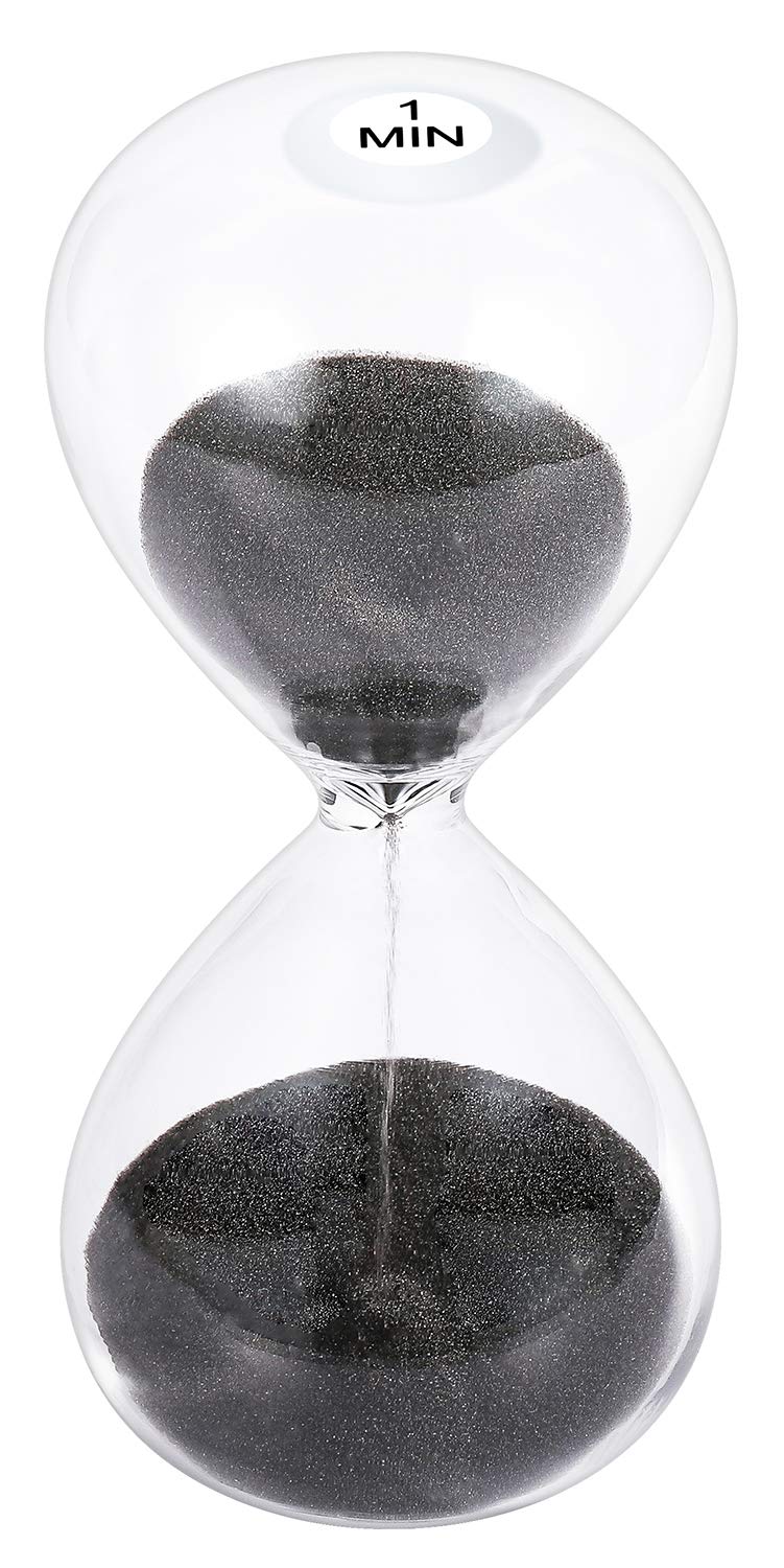 Suliao Sand Timer 1 Minute Hourglass, 5.1 Inch Black Sand Watch 1 Min, Sand Clock One Minute, Hour Glass Sandglass For Kids, Cla