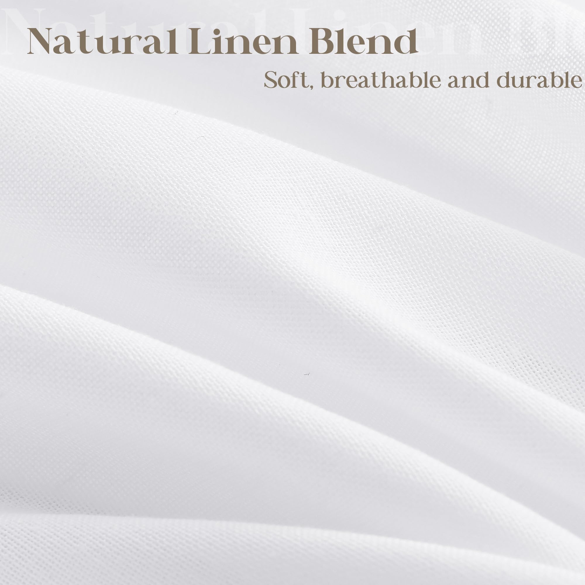 White Linen 90 Inch Shower Curtain Extra Long Cloth Shower Curtains For Bathroom Boho Farmhouse Water Repellent Extra Tall Showe