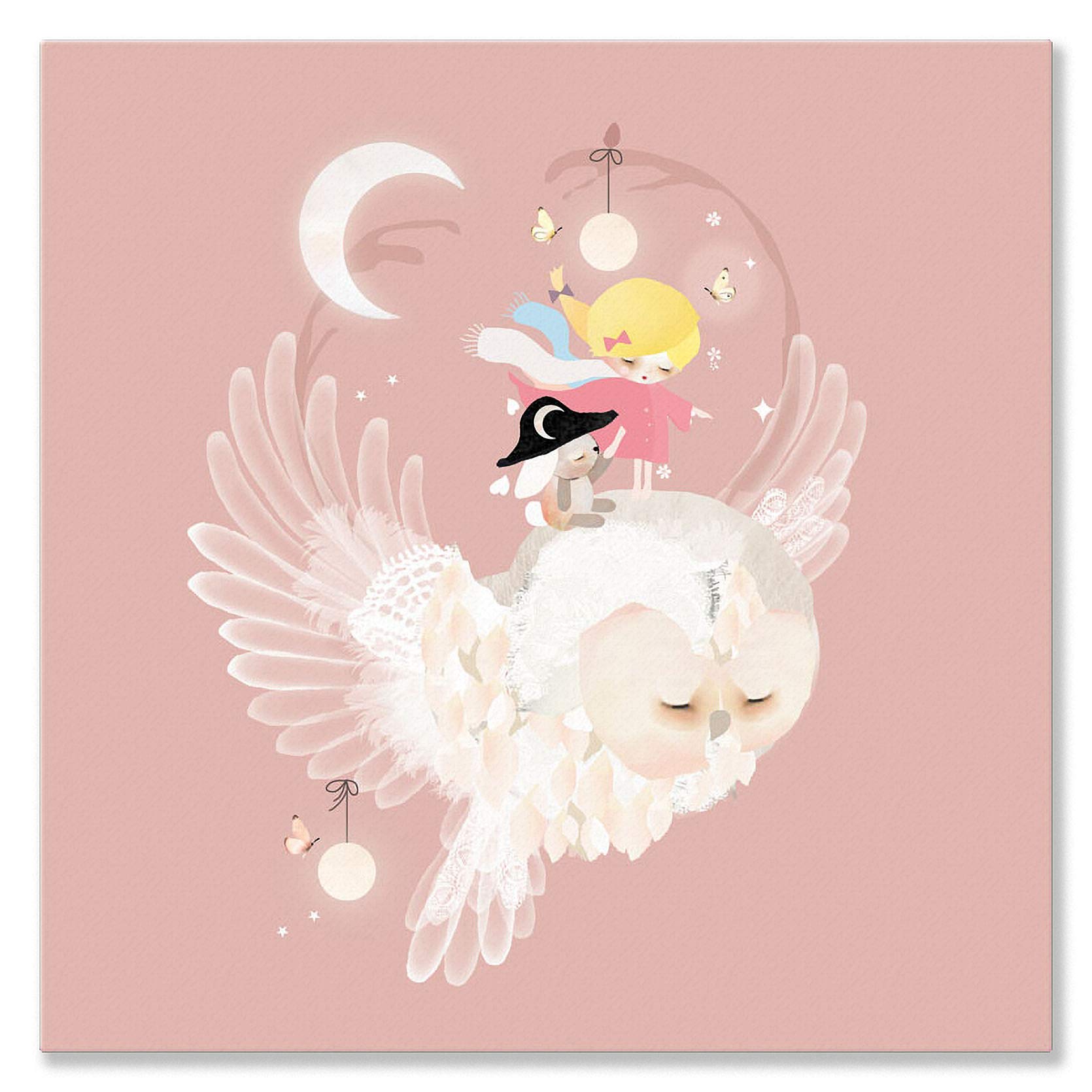 Oopsy Daisy Night Watch Canvas Wall Art, Pink, 10'' X 10''