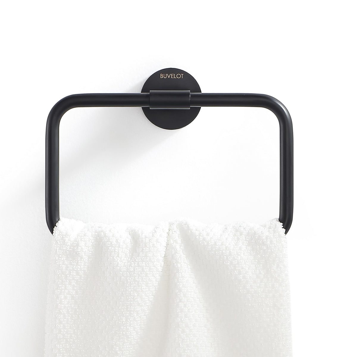 Buvleot Black Towel Ring, Bathroom Towel Holder, Modern Hotel Style Hand Towel Rack Wall Mounted, Matte Black, Brass,077050-Mb L