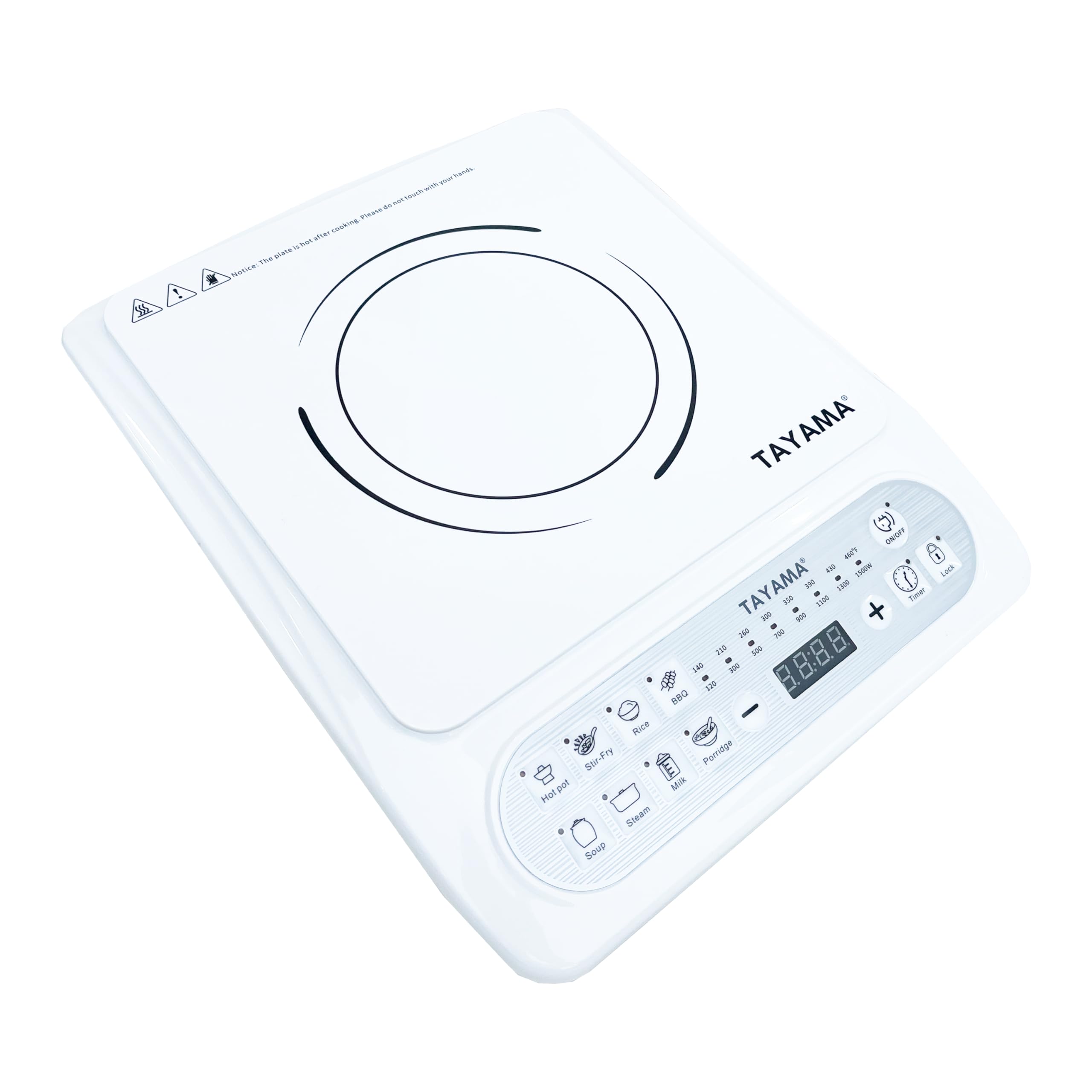 1500-Watt White Induction Cooktop With 8 Settings