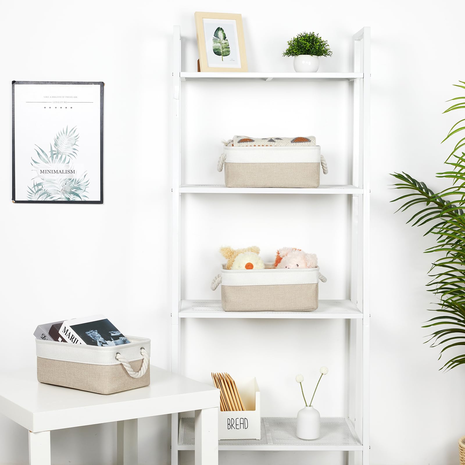 Bidtakay Small Baskets Fabric Storage Baskets For Organizing 3-Pack 12X8X5 Inch Collapsible Storage Bins For Shelves Canvas Bins