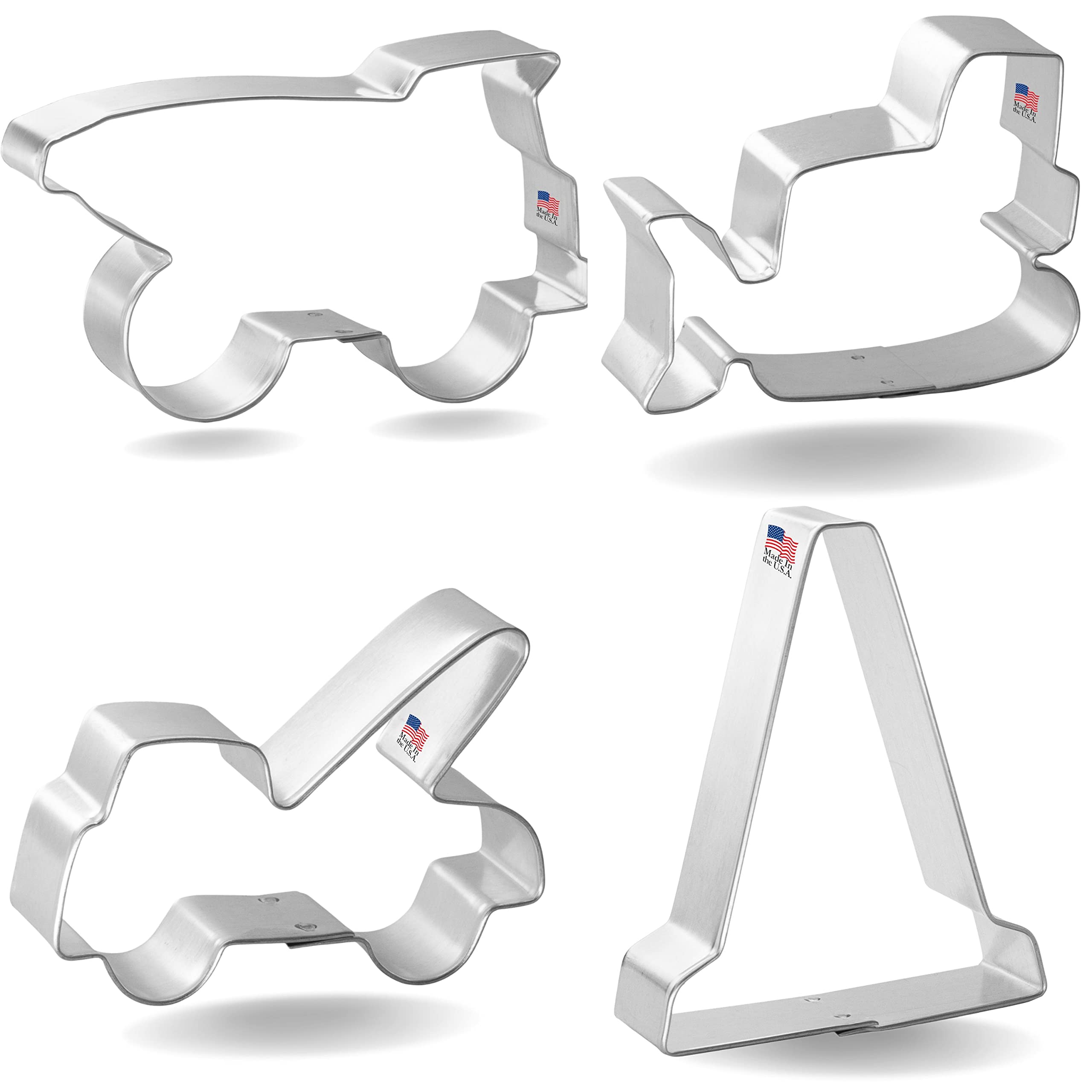 Foose Cookie Cutter 4 Piece Construction Set Bulldozer, Dump Truck, Tow Truck, Traffic Cone Usa