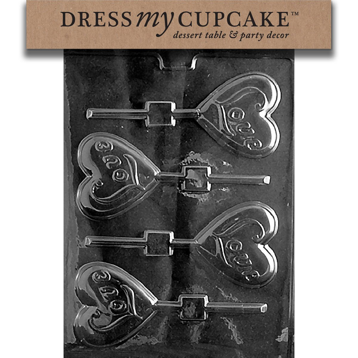 Dress My Cupcake Chocolate Candy Mold, Love Heart Lollipop, Valentine'S Day