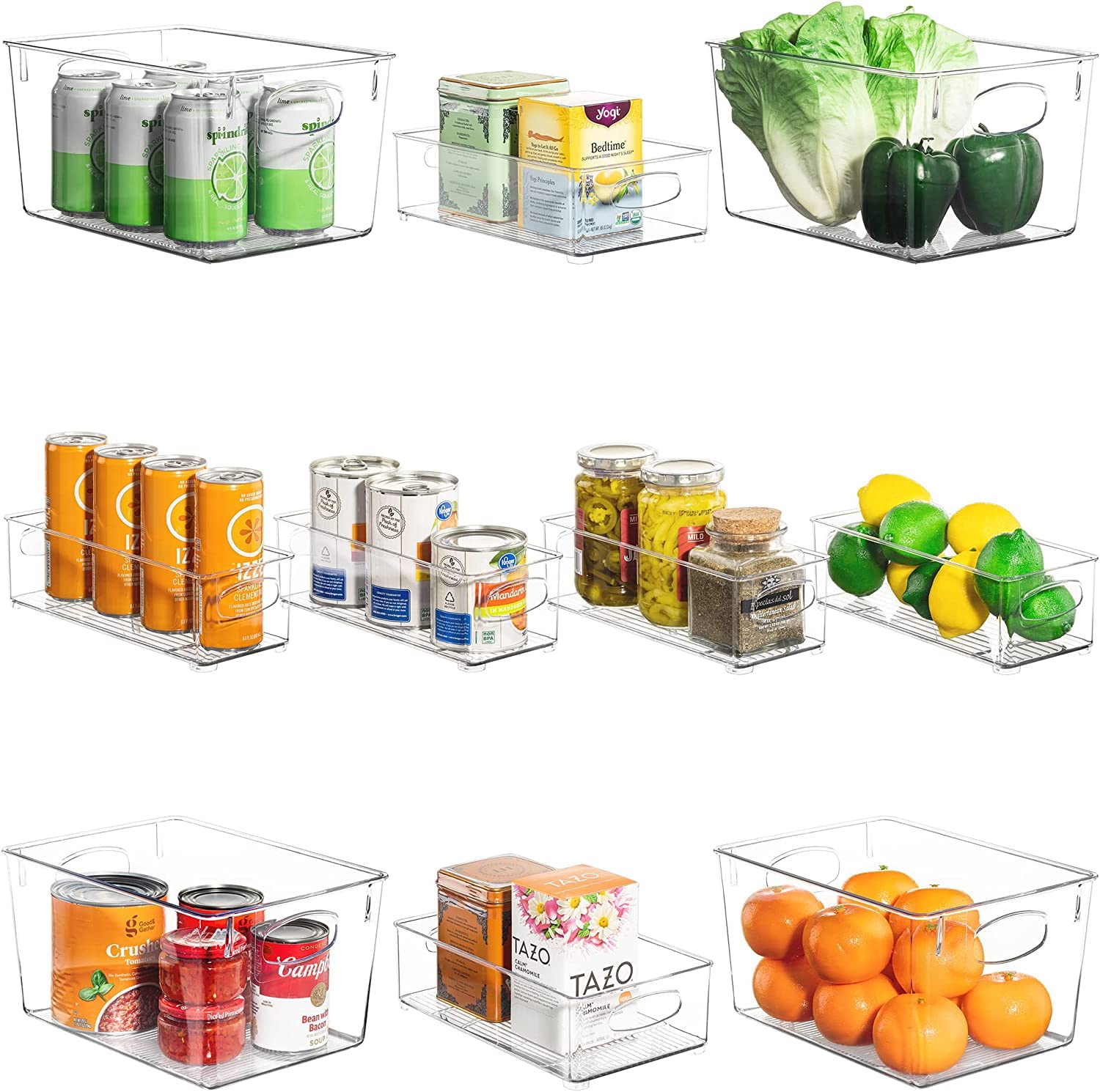 Snazzy Storage Bins Clear Plastic Organizer Container Holders With Handles  Versatile For Kitchen, Refrigerator, Cleaning Suppl