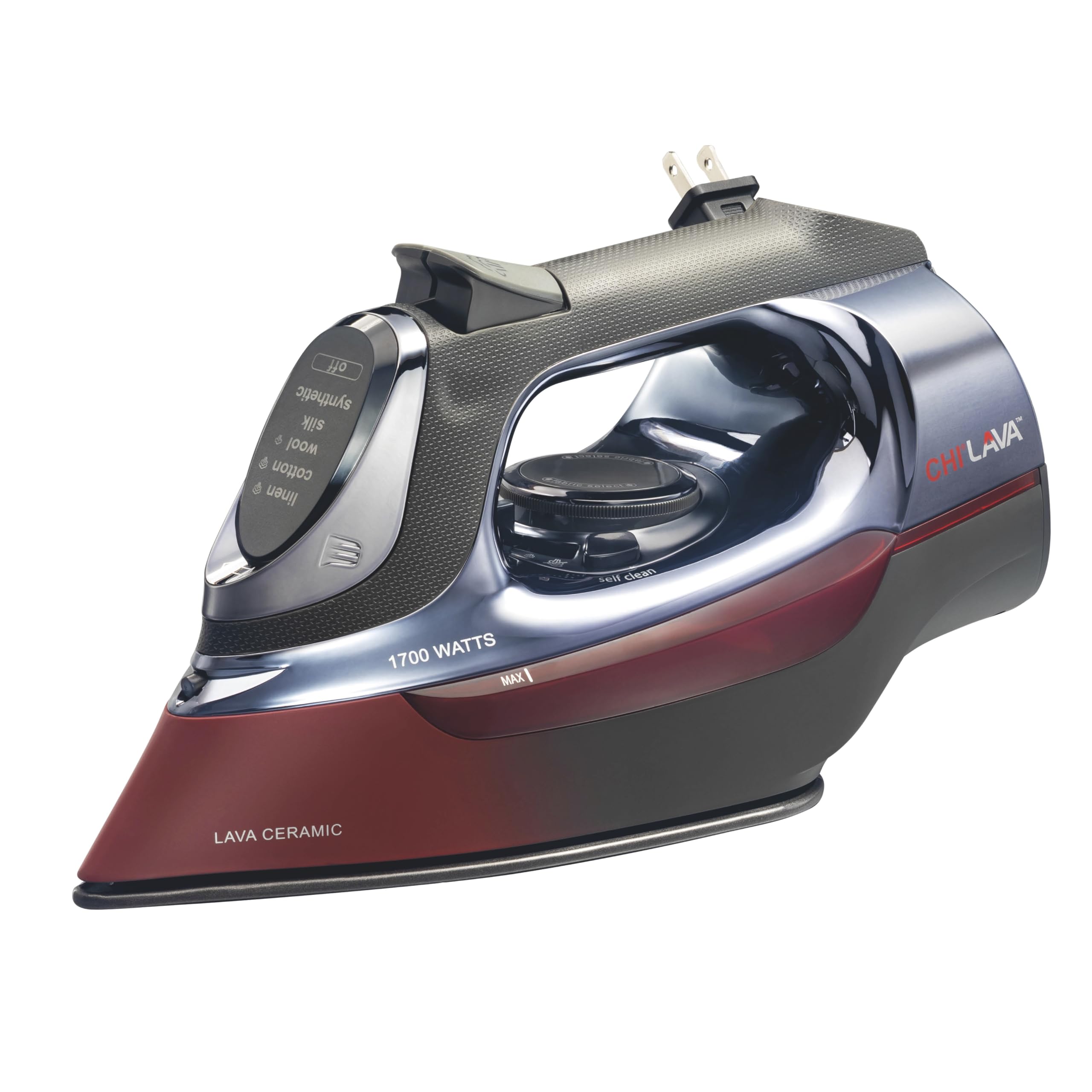 Chi Steam Iron For Clothes With 8 Retractable Cord, 1700 Watts, 3-Way Auto Shutoff, 400+ Holes, Professional Grade, Temperature