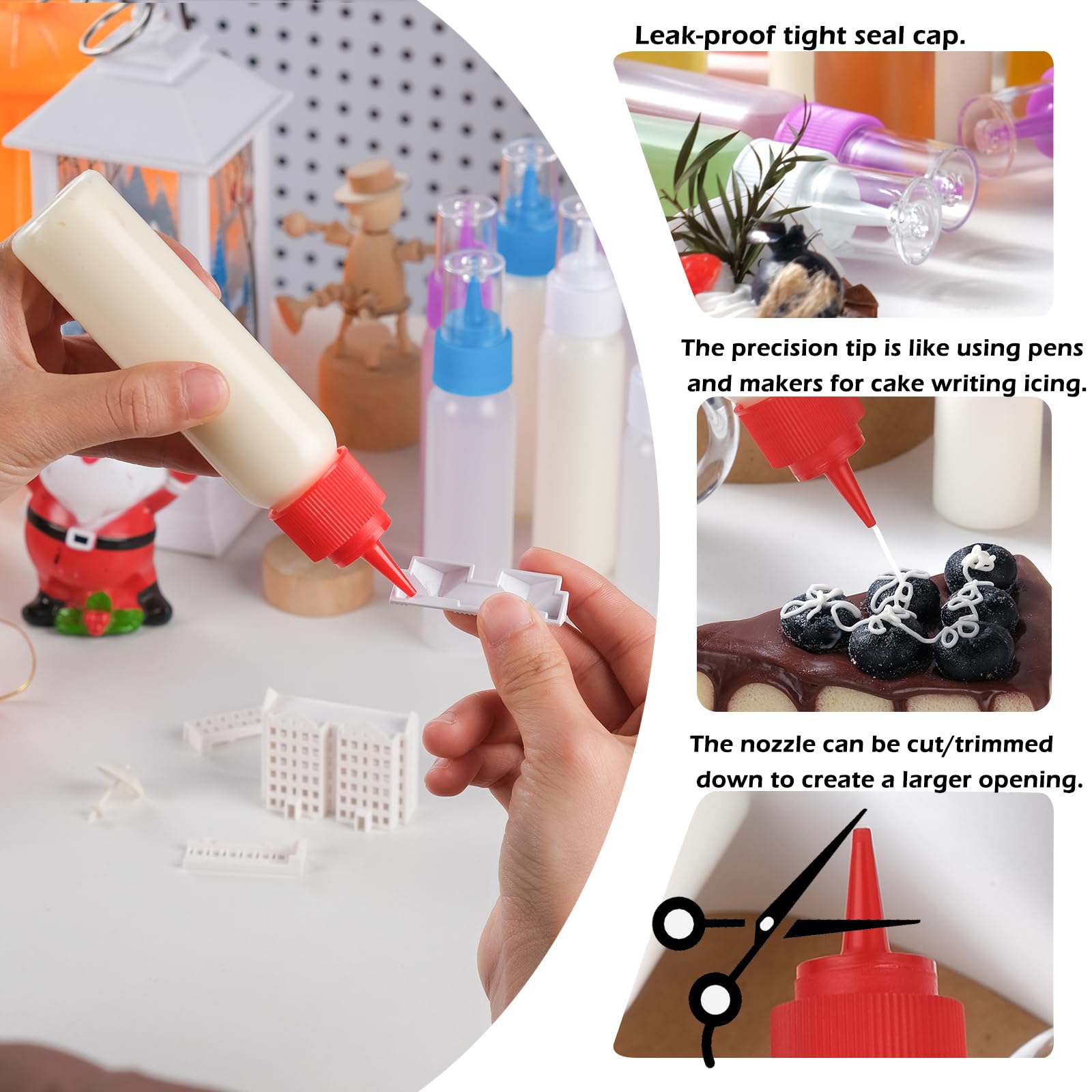 Ramfiyn 12Pcs 3 Oz Icing Bottles For Cake Writing Icing, Small Squeeze Bottles For Cookie Icing, Mini Condiment Squeeze Bottles