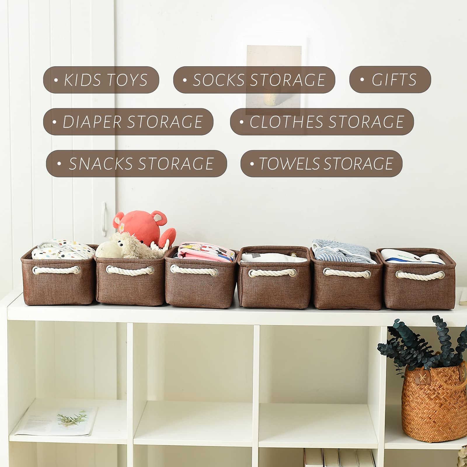 Thewarmhome Storage Basket Fabric Storage Bin Shelf Basket Dog Toy Storage Basket Baby Storage Basket Canvas Storage Basket For
