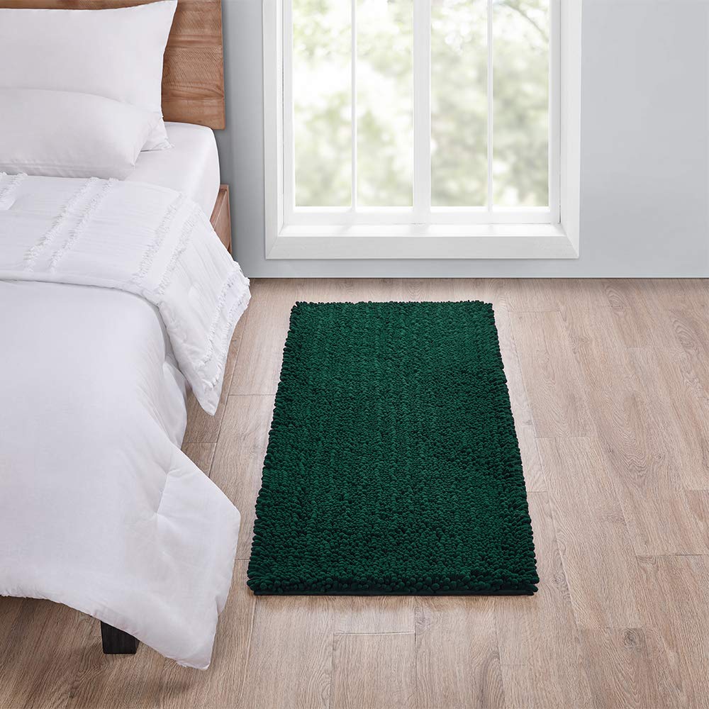 Walensee Large Bathroom Rug Non Slip Bath Mat (72X24 Inch Hunter Green) Water Absorbent Super Soft Shaggy Chenille Machine Washa