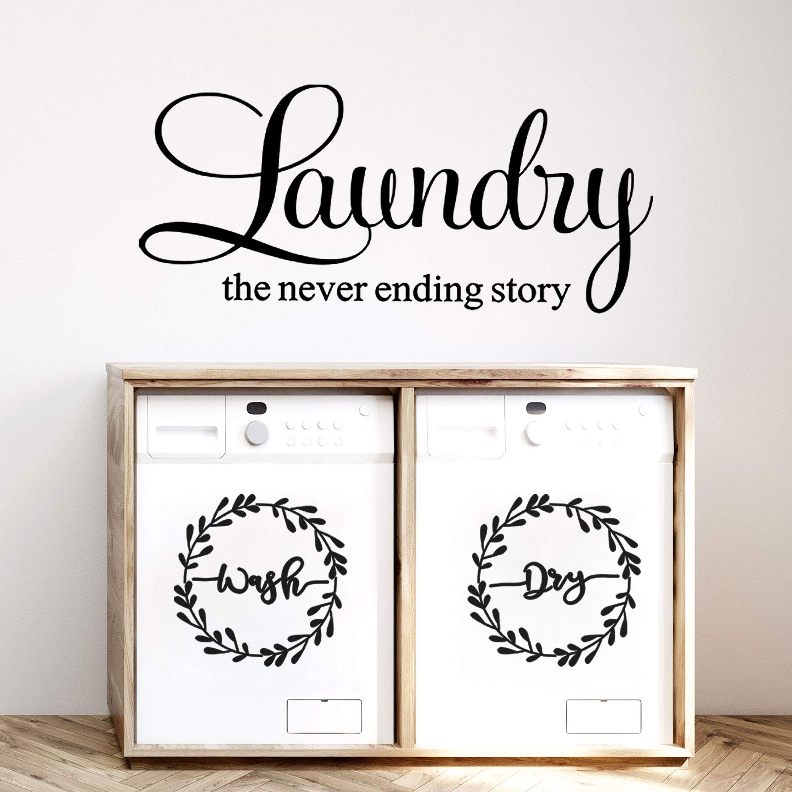 Laundry Room Vinyl Wall Decal Wash Dry Vinyl Laundry Stickers Laundry The Never Ending Story Decal Washer Stickers Quote Wall Ar