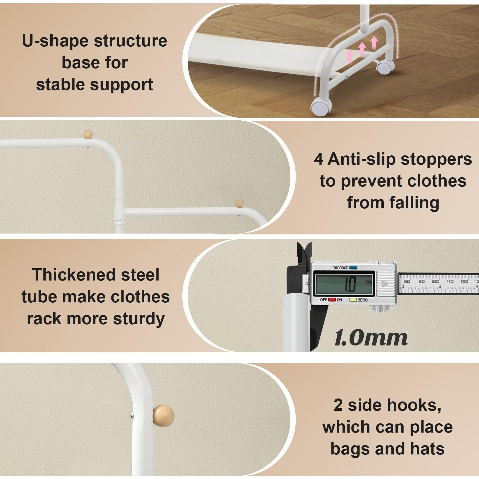 YGJT Multifunctional Kids Clothing Rack, Baby Garment Rack for Hanging Clothes with Wheels and Bottom Storage Shelf, Small Cloth